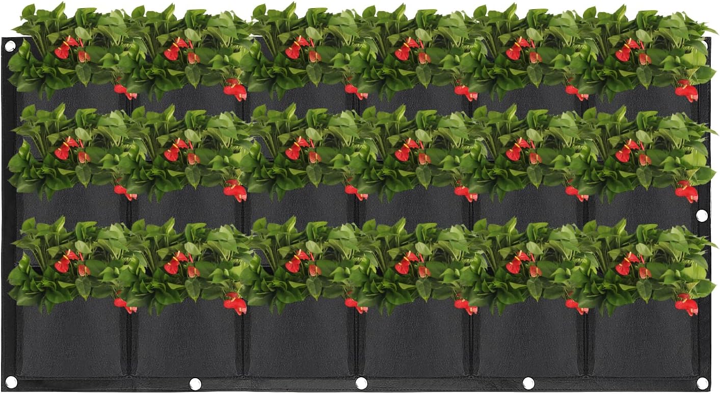 ZOENHOU 2 Pack Total 36 Roomy Pockets Horizontal Garden Planter, Waterproof Wall-Hanging Flower Pot Bags, Felt Wall Mount Balcony Planter Pouch for Herbs, Succulent, Flowers and Vegetables