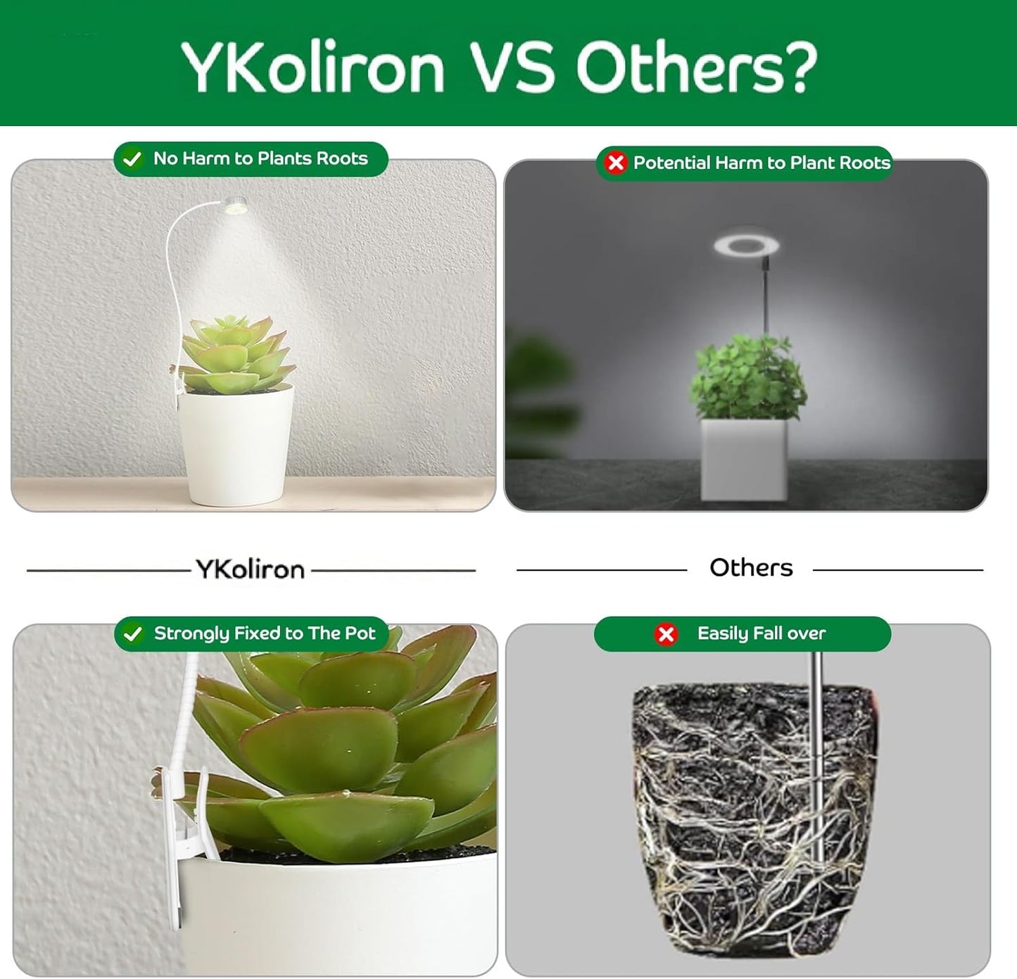 LED Grow Light for Indoor Plants, Full Spectrum Clip On Plant Growing Lamp, Plant Lamp with Adjustable Gooseneck and 10 Level Brightness Dimmable 3/9/12 hrs Auto On/Off Timer (2 Packs)