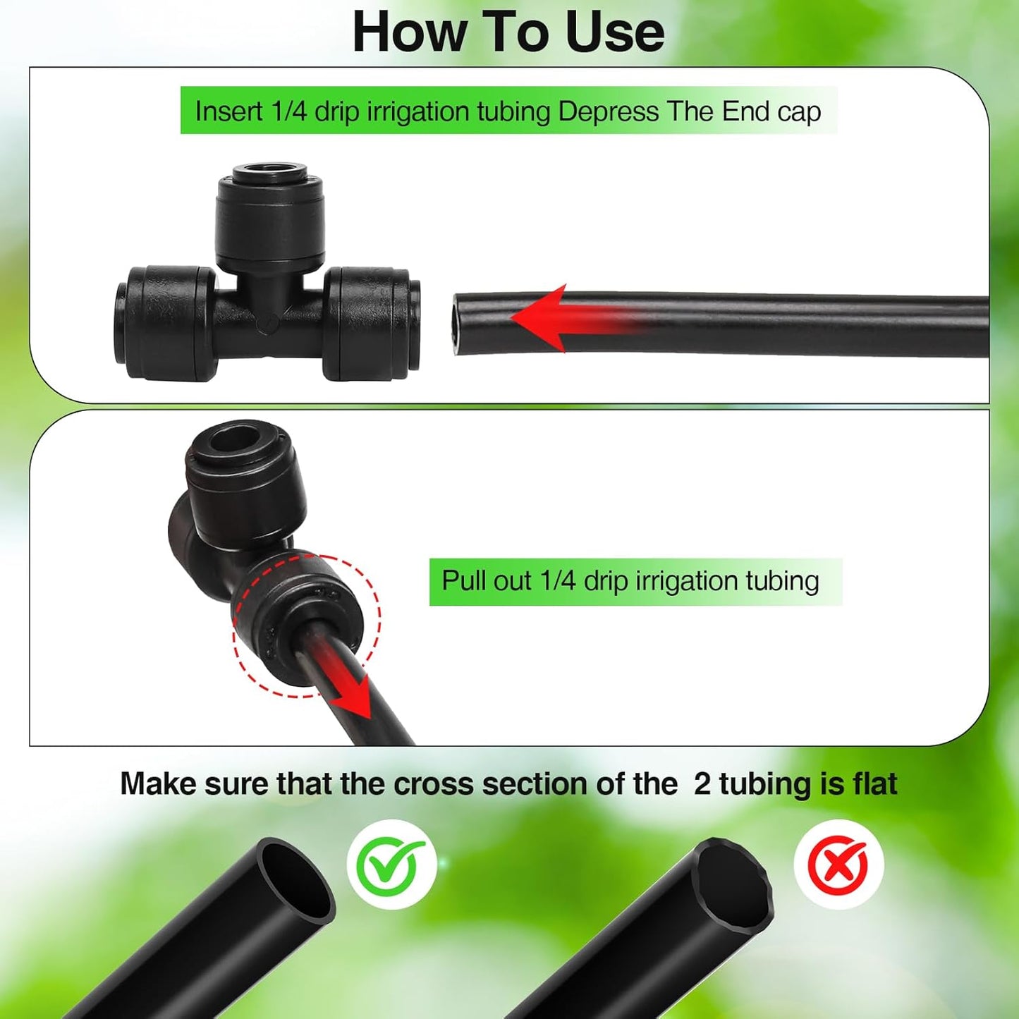 MIXC 24 Pack 1/4" Drip Irrigation Connectors, Quick Connect Fittings for 1/4 Inch Drip Tubing, Push-to-Fit Tee Fittings for Sprinkler & Irrigation Systems(1/4'' Brbed Tee Connectors-24P)