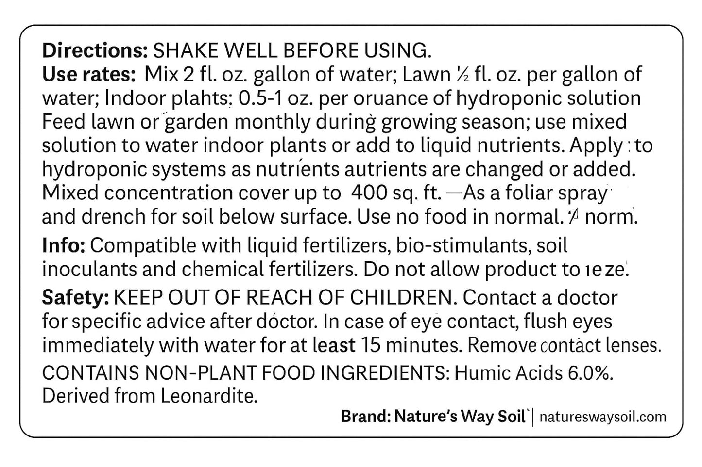 Nature’s Way Soil® Liquid Humic & Fulvic Acid – 32 oz Soil Conditioner with Organic Kelp – Boosts Root Growth, Water Retention & Microbial Activity – Natural Lawn & Garden Supplement – Pet-Safe
