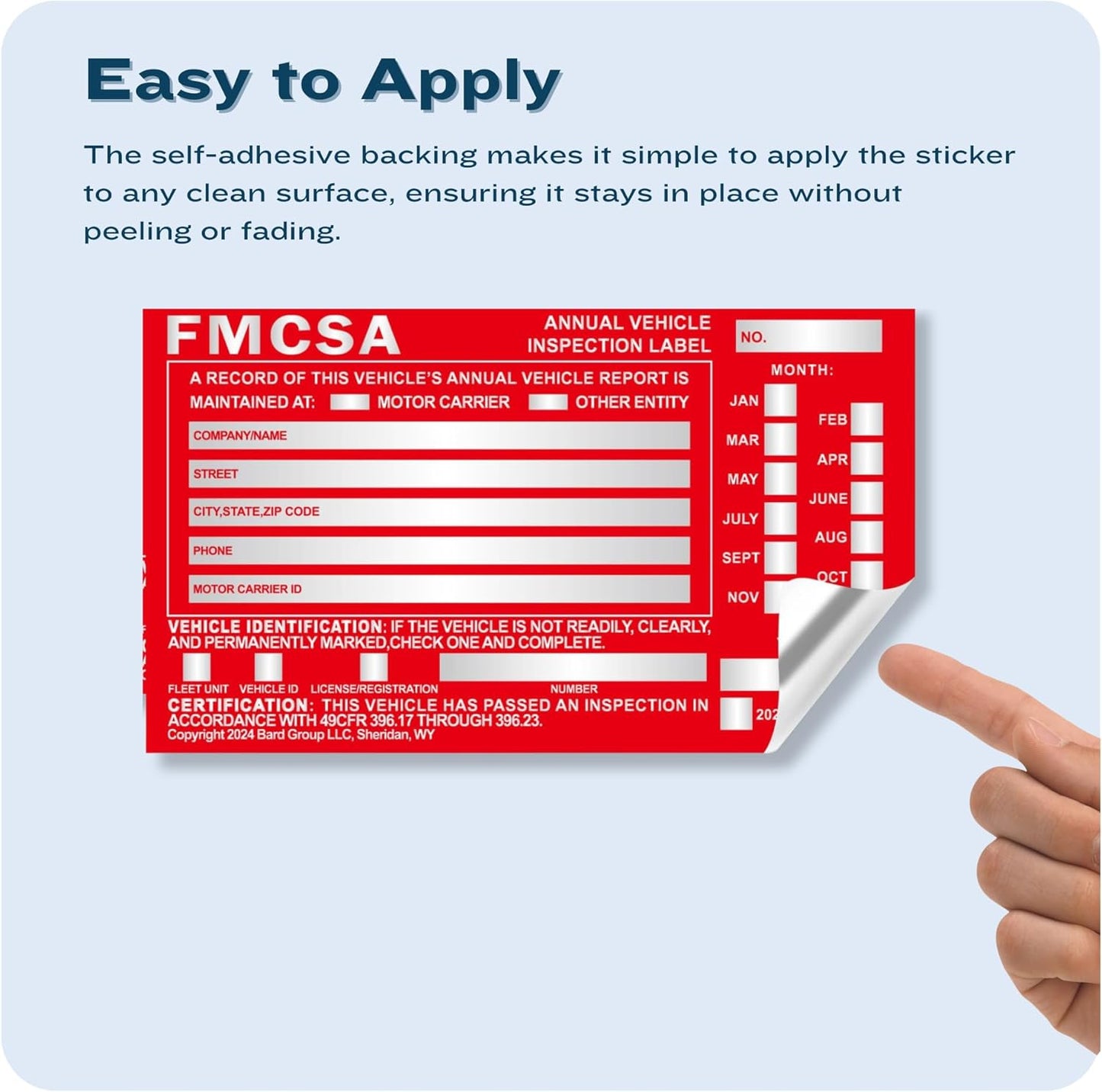 100-Pack DOT Compliant Aluminum Annual Vehicle Inspection Label – Red FMCSA Label with Punch Boxes
