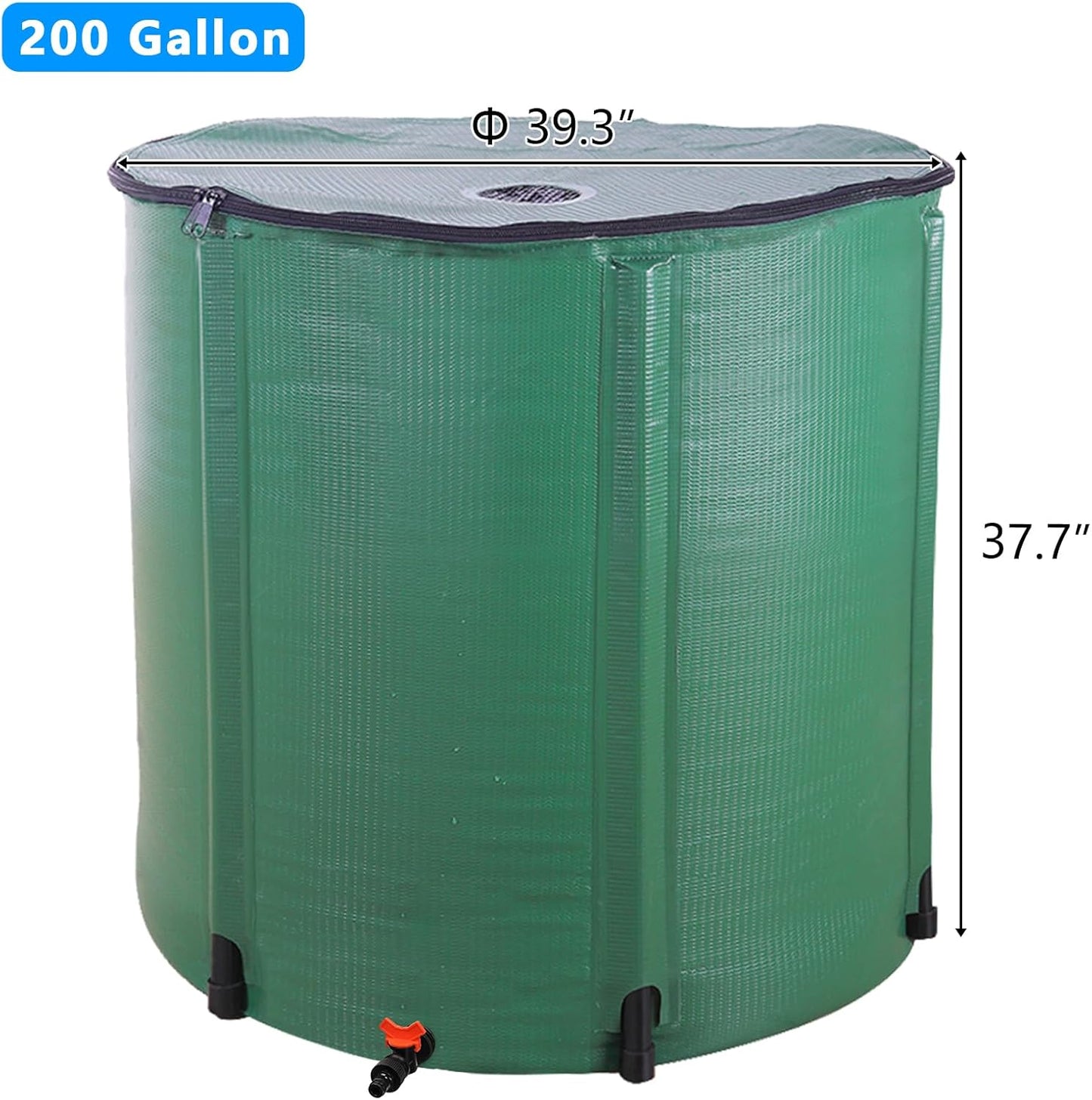 200 Gallon Collapsible Rain Barrel, Portable Rainwater Collection System, Water Storage Tank, Rain Catcher Barrel with Spigots and Overflow Kit, Rain Water Barrel Collector for Garden, Green