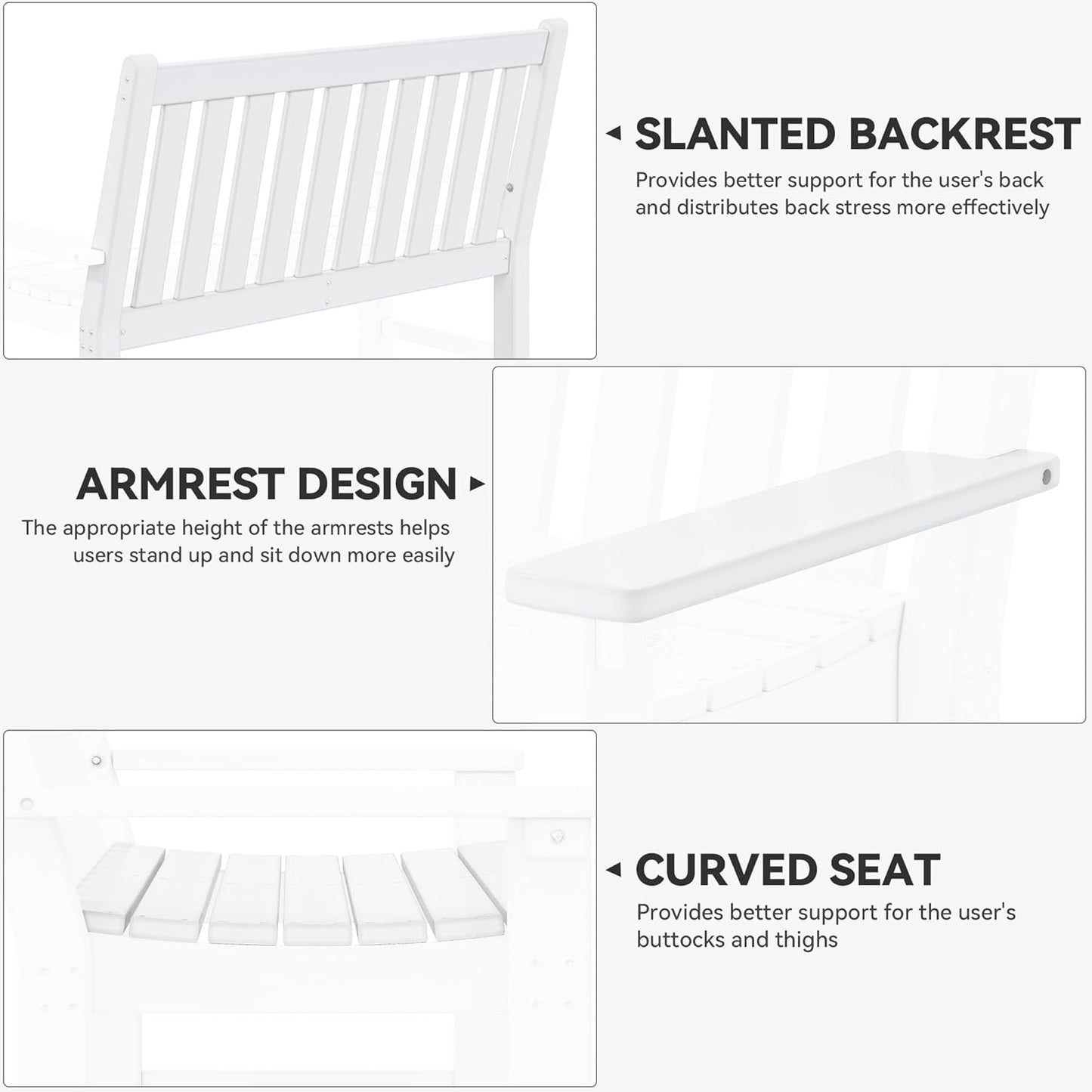 YITAHOME Garden Bench, All Weather Outdoor Bench for 2-3 Persons, Fade/Rot Resistance Patio Benches for Park, Porch, Patio & Backyard (White)