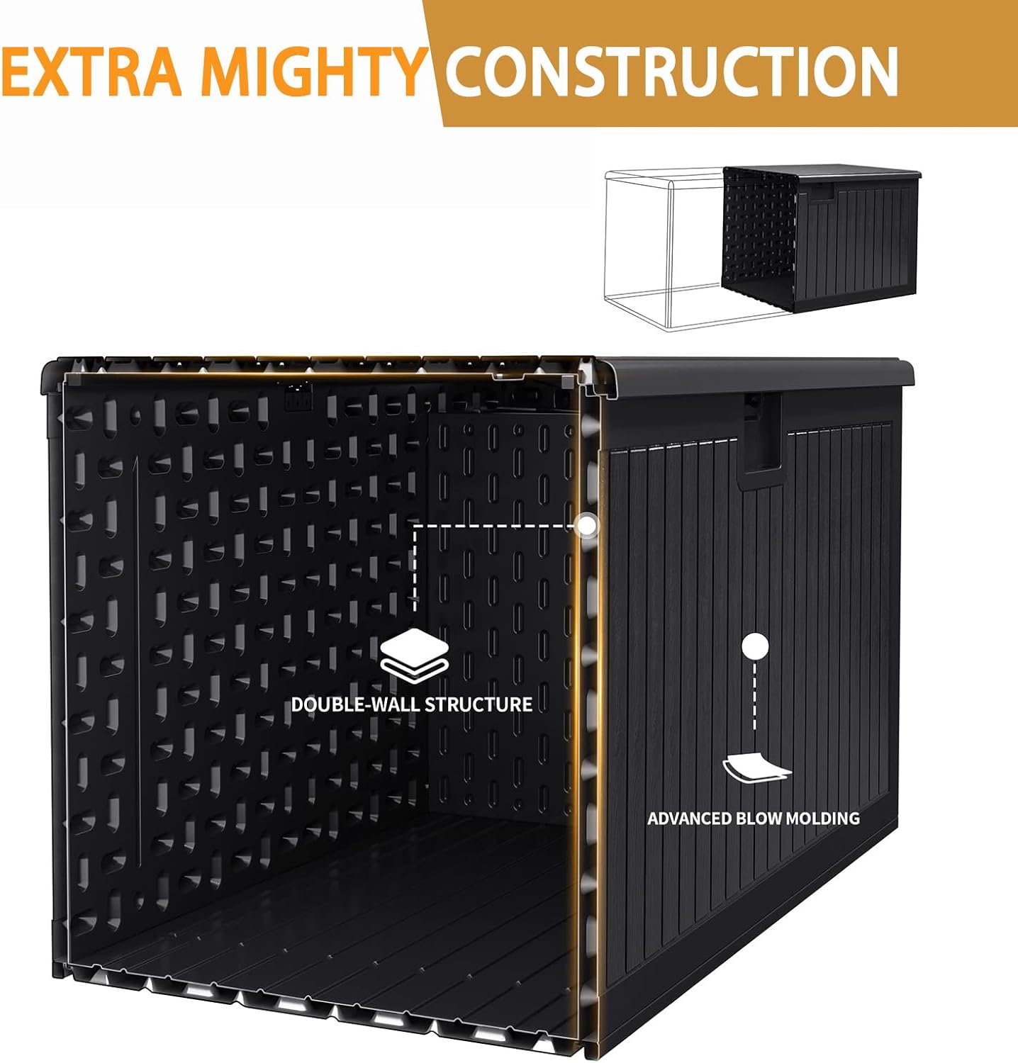 KUIKUI 320 Gallon Deck Box Waterproof, Extra Large Outdoor Storage Box Lockable with Divider and Lifter Prevent Water Seeping into from Floor for Patio Cushions