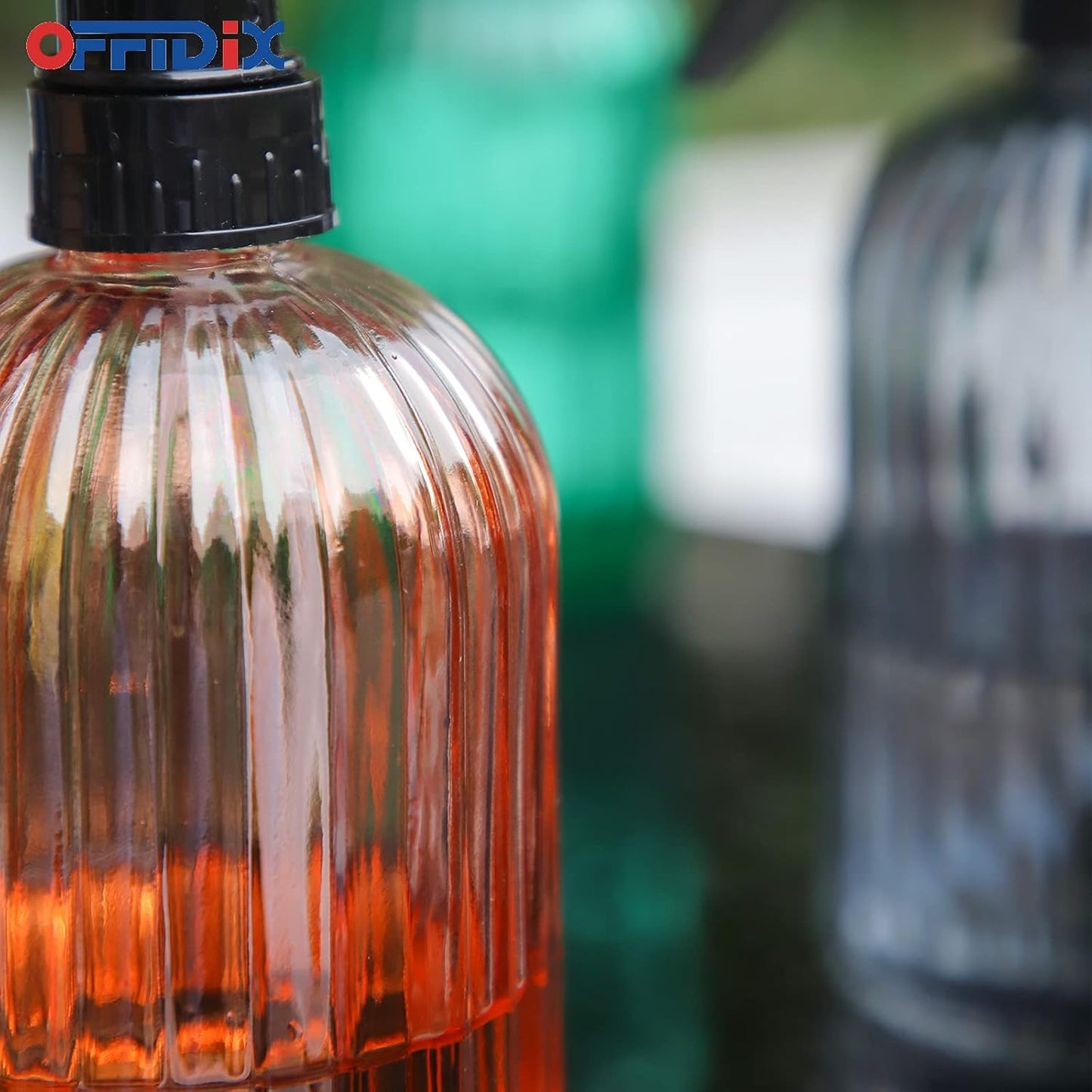 OFFIDIX Glass Watering Can, Handheld Spray Bottles, 0.4L/13.5oz Watering Spray Bottle with Adjustable Nozzle for for Indoor and Outdoor Gardening and Home Cleaning (Orange)