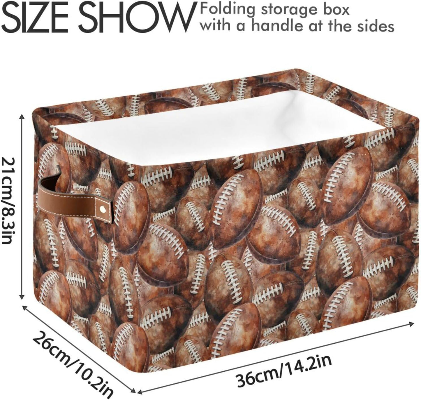 Football Rectangular Storage Basket Organizer Bin Shelf Baskets For Home Office Dorm