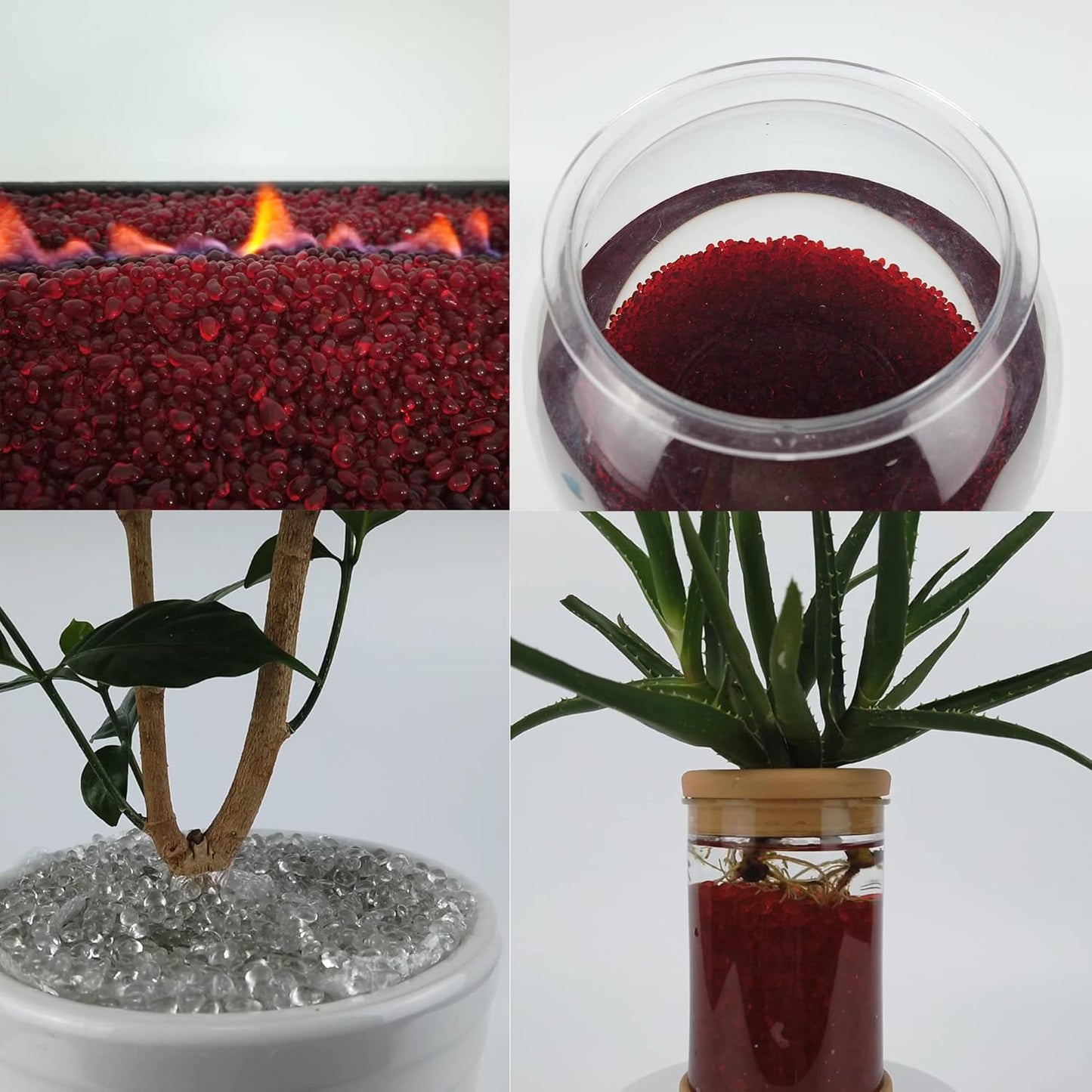 TWINKLING High Luster Round Fire Glass Stones,Glass Marbles Pebbles,Glass Beads Gems for Fire Pit Vase Fillers Crafts Aquarium Garden Decoration,3-6mm,1-Pound Jar (Red)