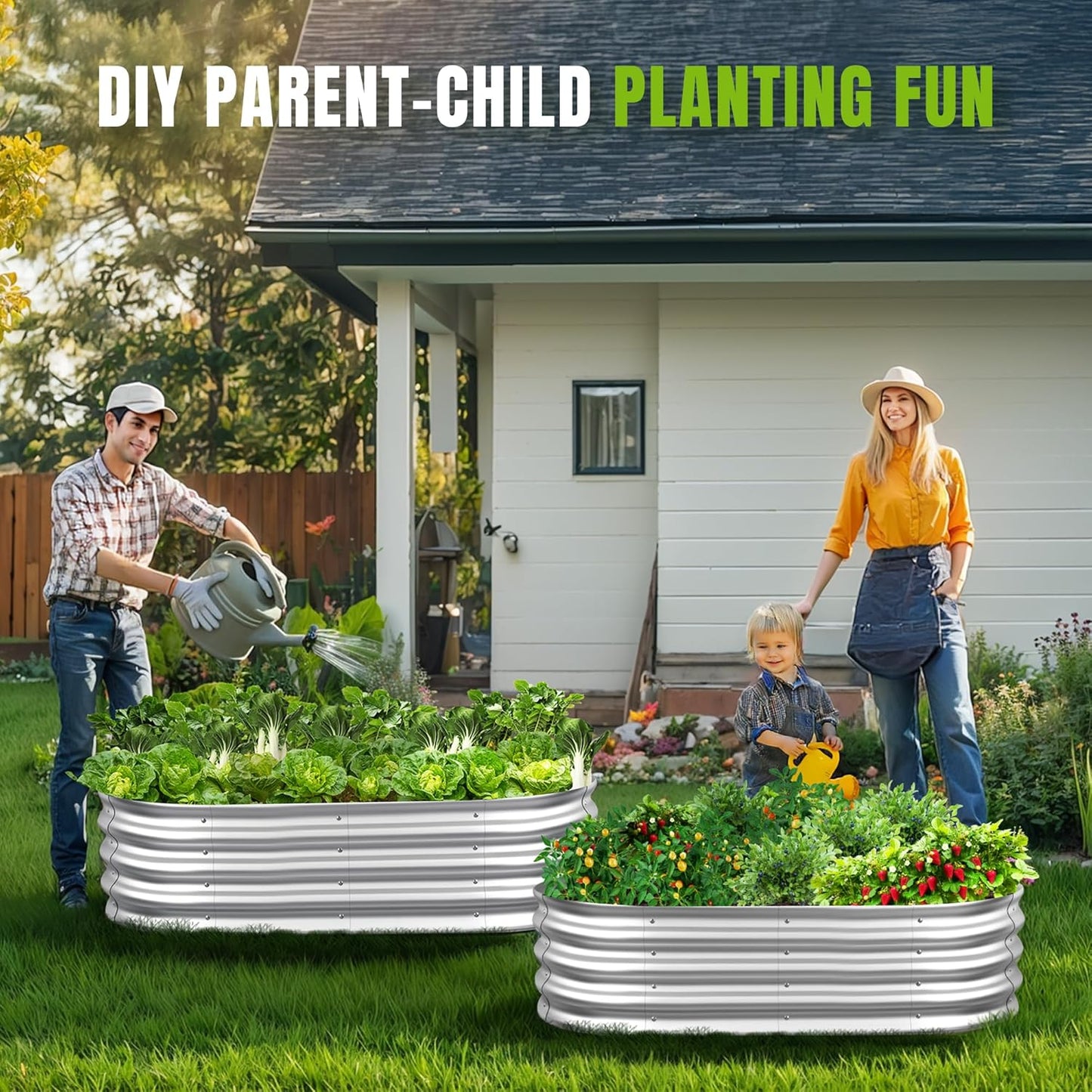 Sponvatt Raised Garden Bed - Outdoor Galvanized Raised Garden Bed Planter Boxes, Large Oval Metal for Gardening Planter Box Kit,Suitable for Vegetables,Herbs, and Flowers (4x2x1 Ft,Silver)