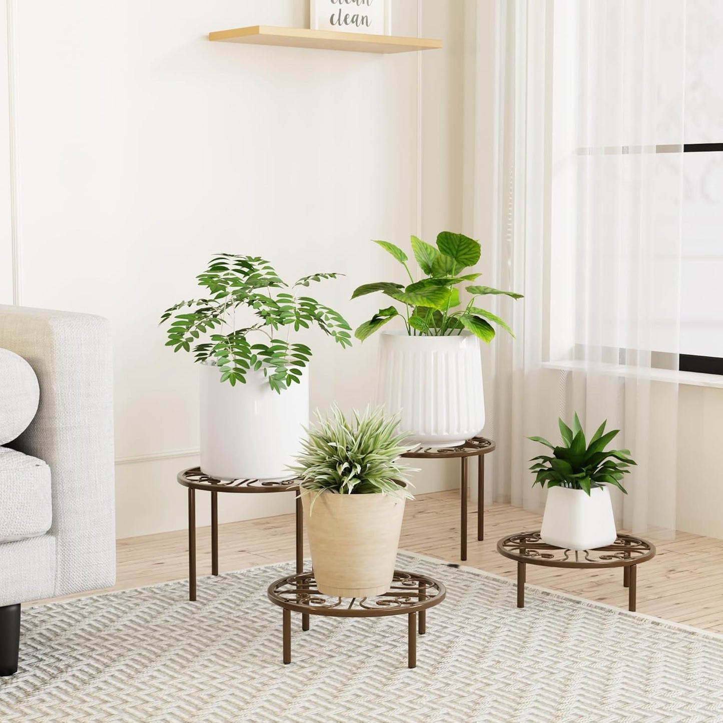 10.24" Plant Stand Flower Stand - Bronze Plant Holder for Garden Home, Anti-rust Plant Rack for Multiple Plant Indoor or Outdoor.