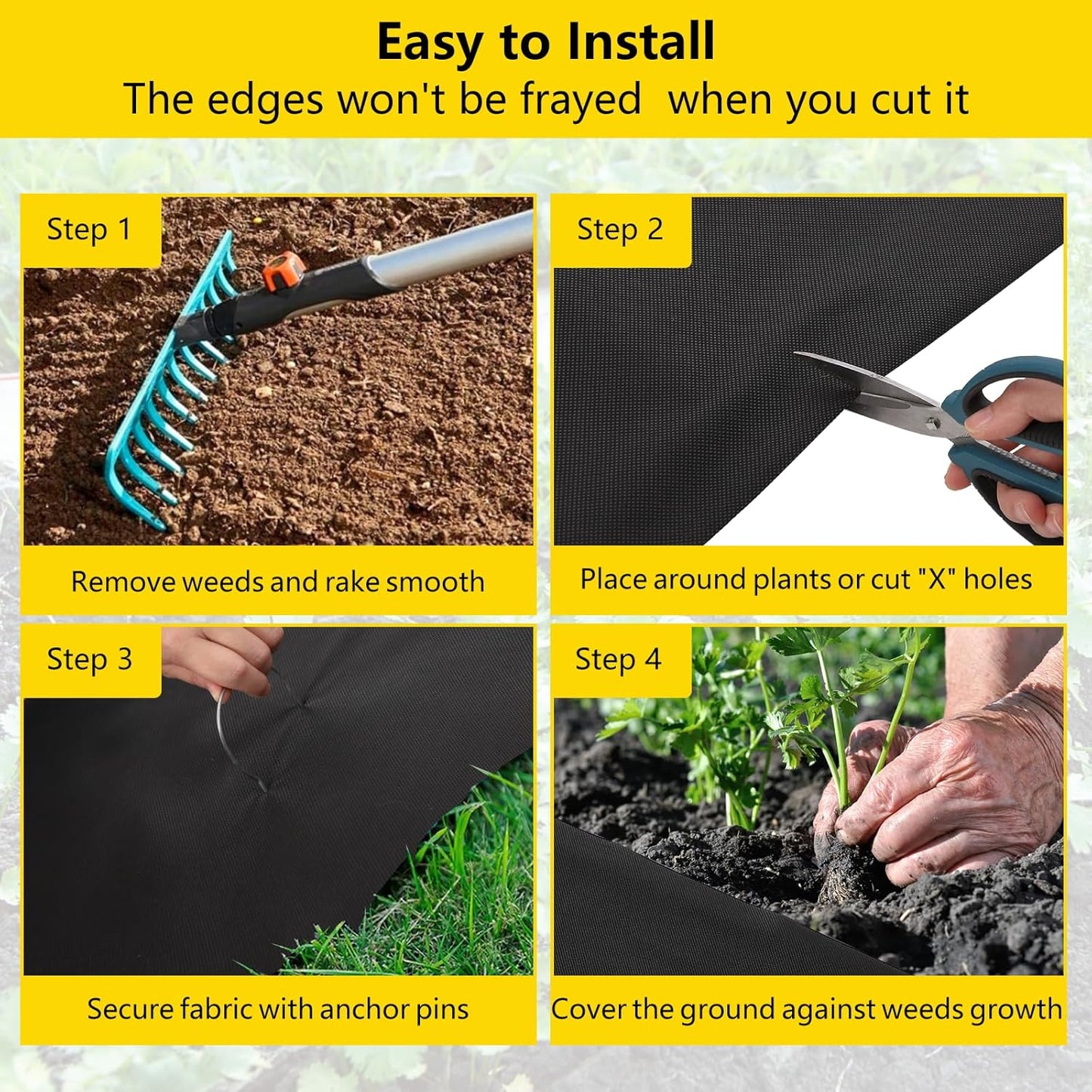 4ft x 100ft Weed Barrier Landscape Fabric, Premium Non-Woven 1.8oz Ground Cover Weed Block Gardening Mat, Easy Setup & Superior Weed Control, for Erosion Control, Weed Block, Ground Cover