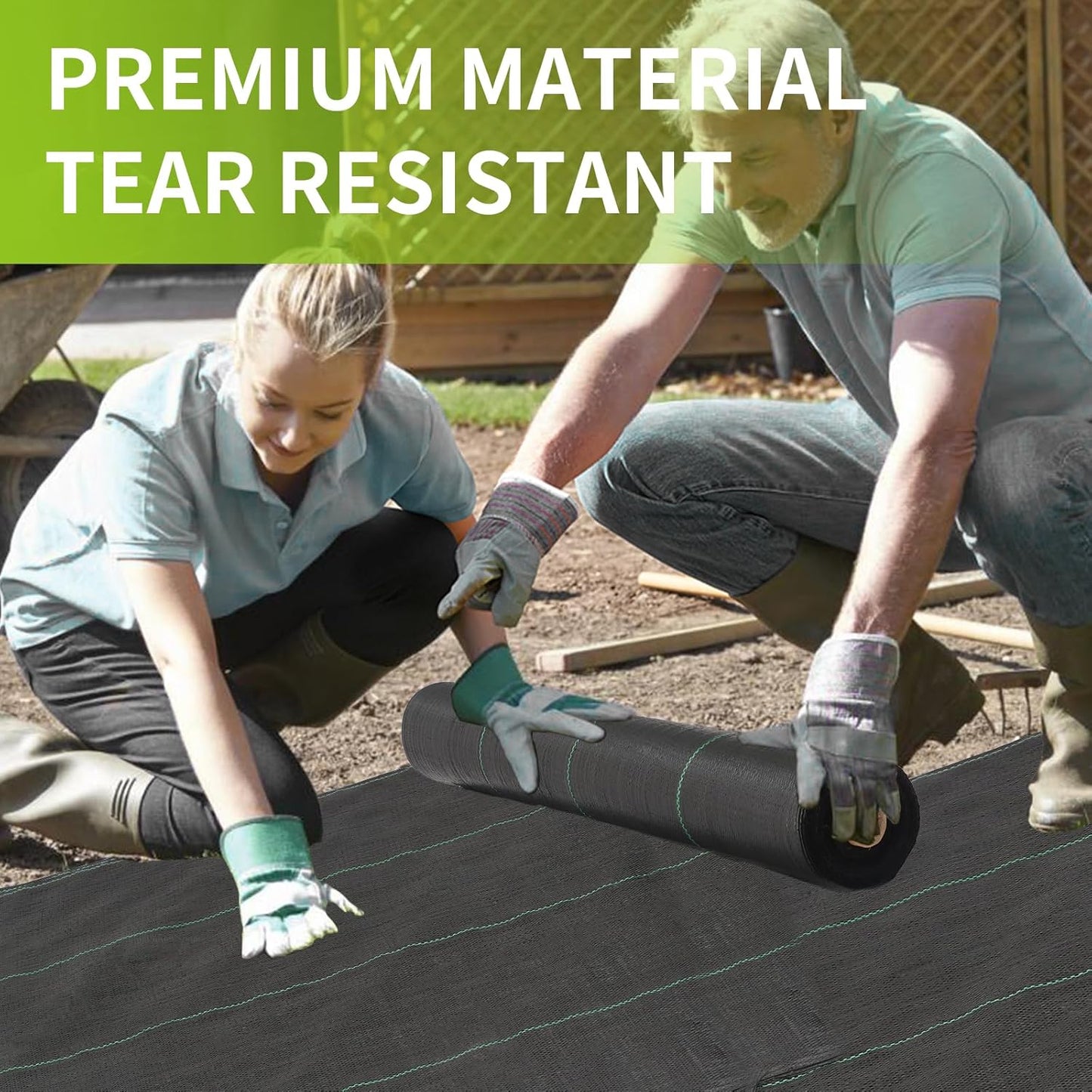 3x100ft 3.2OZ, Weed Barrier Landscape Fabric Heavy Duty, Woven Weed Control Fabric, High Permeability Good for Flower Bed, Geotextile Fabric Underlayment, Driveway (4ft*300ft)