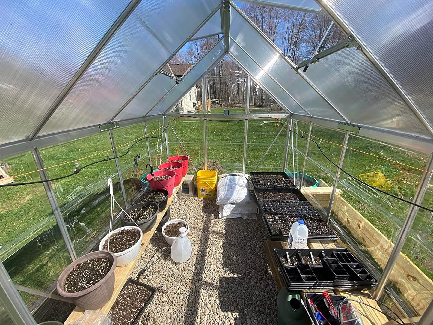 Automatic Greenhouse Drip Irrigation Kit with 20 Brass 360° Adjustable Nozzles 65FT 1/2" Tubing & Misting System for Outdoor Plants, Hydroponics,Raised Beds & Flower Gardens-Easy Setup & Water Saving