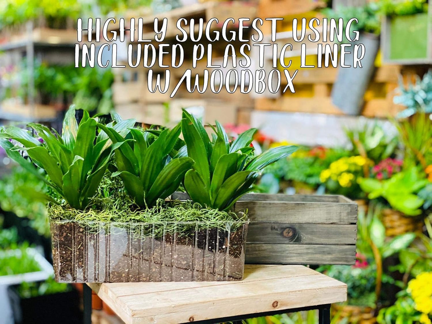 Wooden Planter Box with Handle, Rose Wood, Plastic Liner l Garden Decor l Restaurant and Wedding Decorations l Wedding Bouquets, Table Centerpiece, 12 x 4 Inches, (12x4 w Handle Set of 4, Rose Wood)