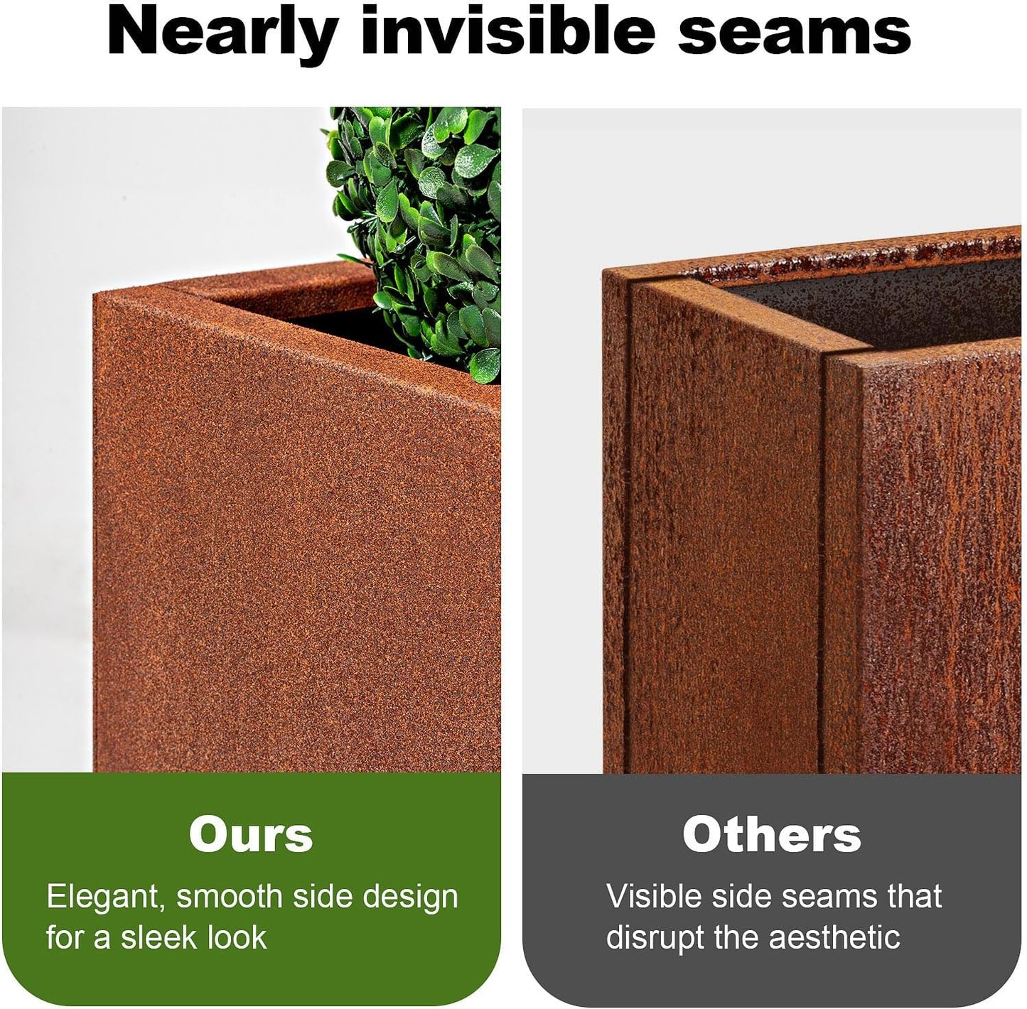 Tall Corten Steel Planter Box for Outdoor Porch/Patio, Pedestal Planter Metal Rusted Planters with Grow Bag, Naturally Rusting Steel Flower Pot,Rustic Décor for Patio,Garden,Deck,Backyard