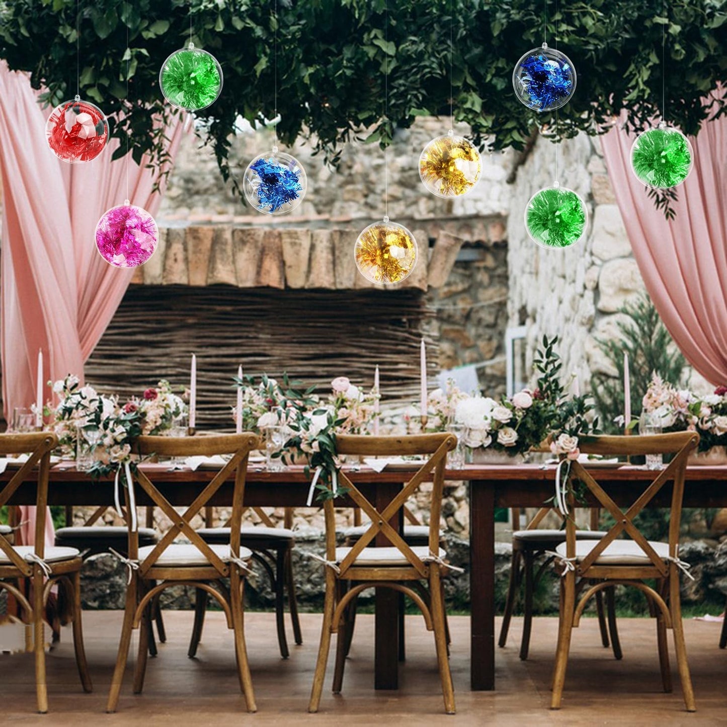 20 Pcs 5.5 Inch Clear Acrylic Fillable Balls, Christmas DIY Fillable Ornaments Balls, Acrylic Ornaments Ball for Christmas, Holidays, Weddings, Parties, and Home Decor