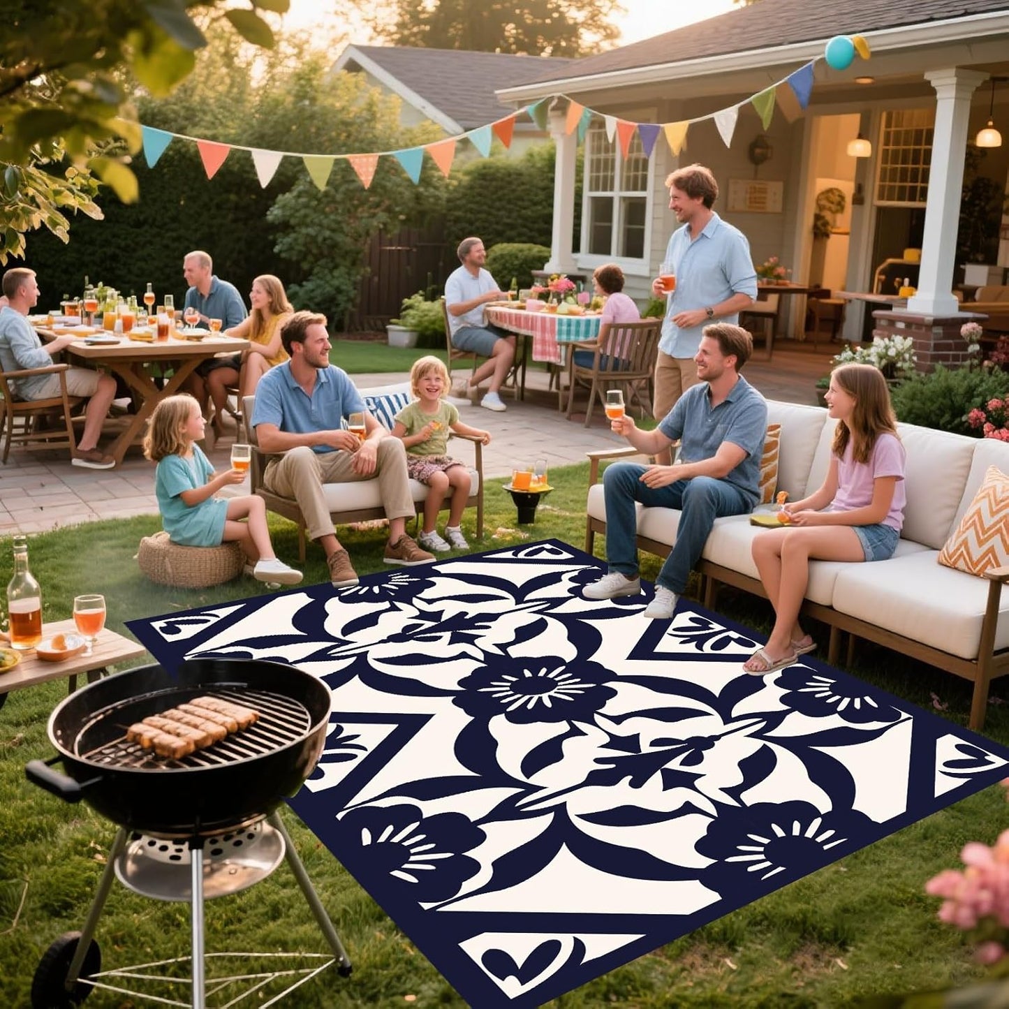 WILDROOTS 5x8 Feet Klein Plastic Outdoor Rug, Stain Resistant Waterproof Reversible Outdoor Patio Rug, Fade Resistant Camping Rug