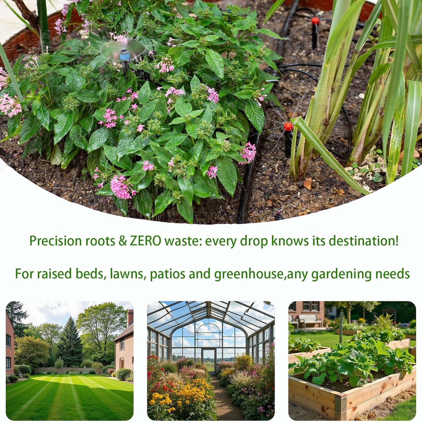 250ft Drip Irrigation Kit, Quick-Connect Plant Watering System for Greenhouse, Automatic Sprinkler System for Yard,Garden Watering Misting with Irrigation Tubing Adjustable Emitter Ground Stake