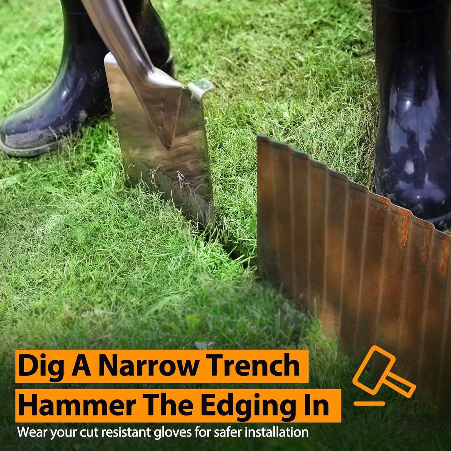 Worth Pre-Rusted Wide-Corrugated Garden Edging, 6" x20Ft Sturdy Steel Landscape Edging Bendable Metal Lawn Long Strips Border for Raised Flower Bed Tree Surrounds