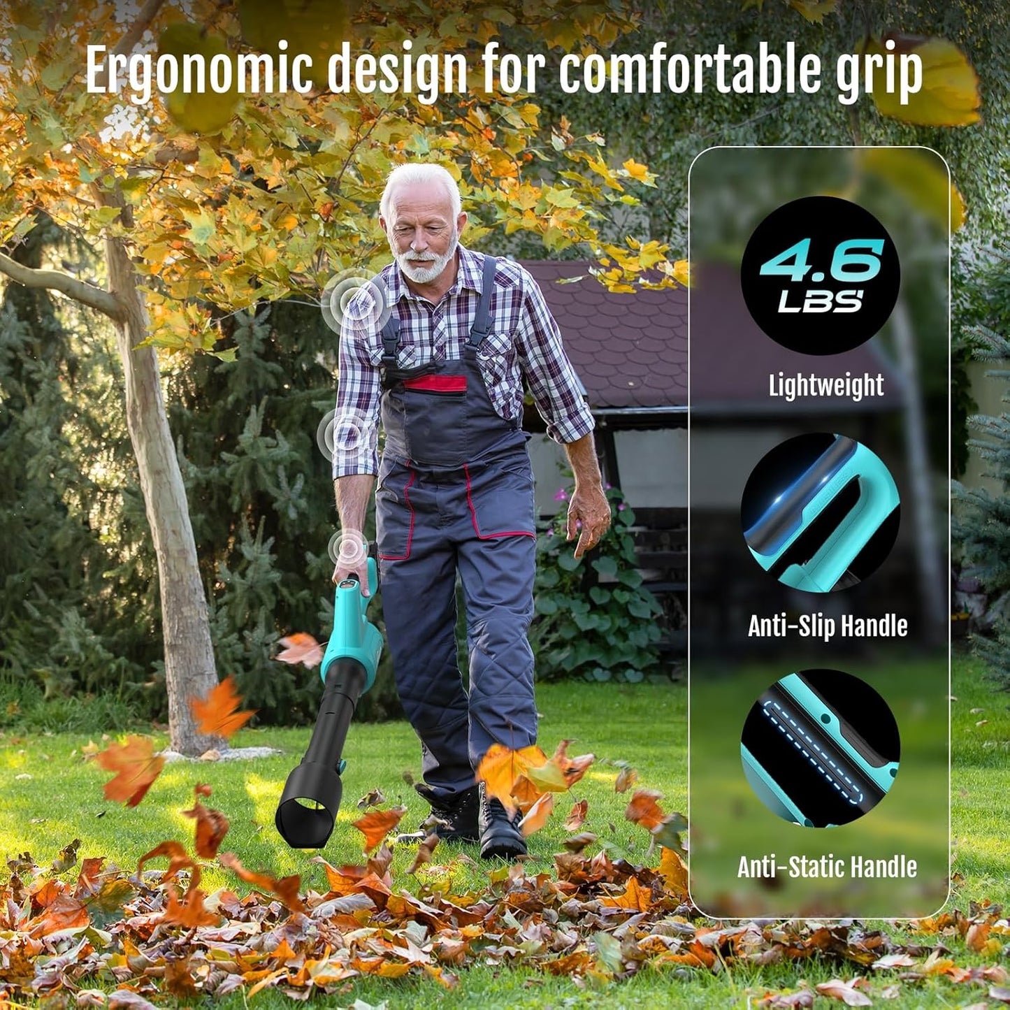 2025 YARDCARE Cordless Leaf Blower with 4.0Ah Battery & Fast Charger, 5-Speed + Turbo, Electric Cordless Leaf Blower, Telescopic Tube, Ergonomic, for Lawn, Yard, Garage, Blowing Leaves, Dust