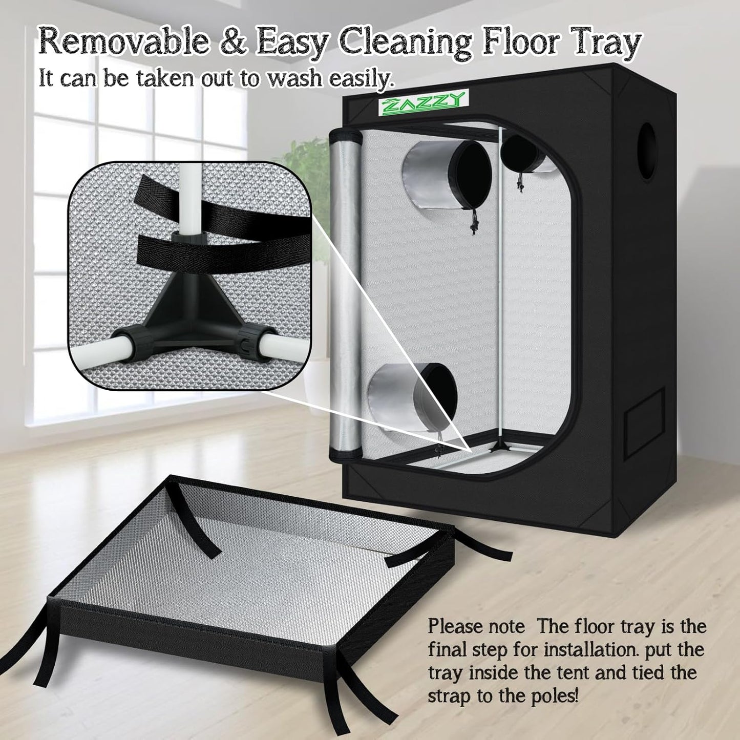 zazzy Tent for Plants Indoor, 48"x24"x60" Grow Tents Plant Tent 600D Mylar Reflective Grow Tent for Hydroponics Indoor Growing 4x2