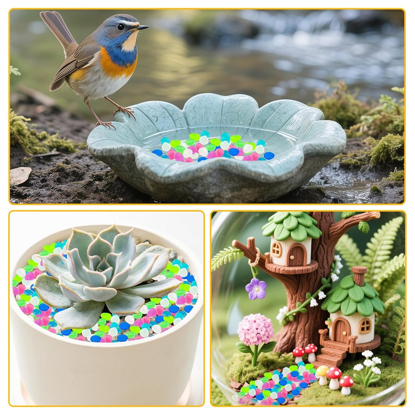 Glow in The Dark Rocks Outdoor Garden Pebbles Stones, 2.2Lbs Fish Tank Glow Rocks Resin Glowing Pebbles for Garden/Aquarium/Planter/Walkway/Driveway,Multi