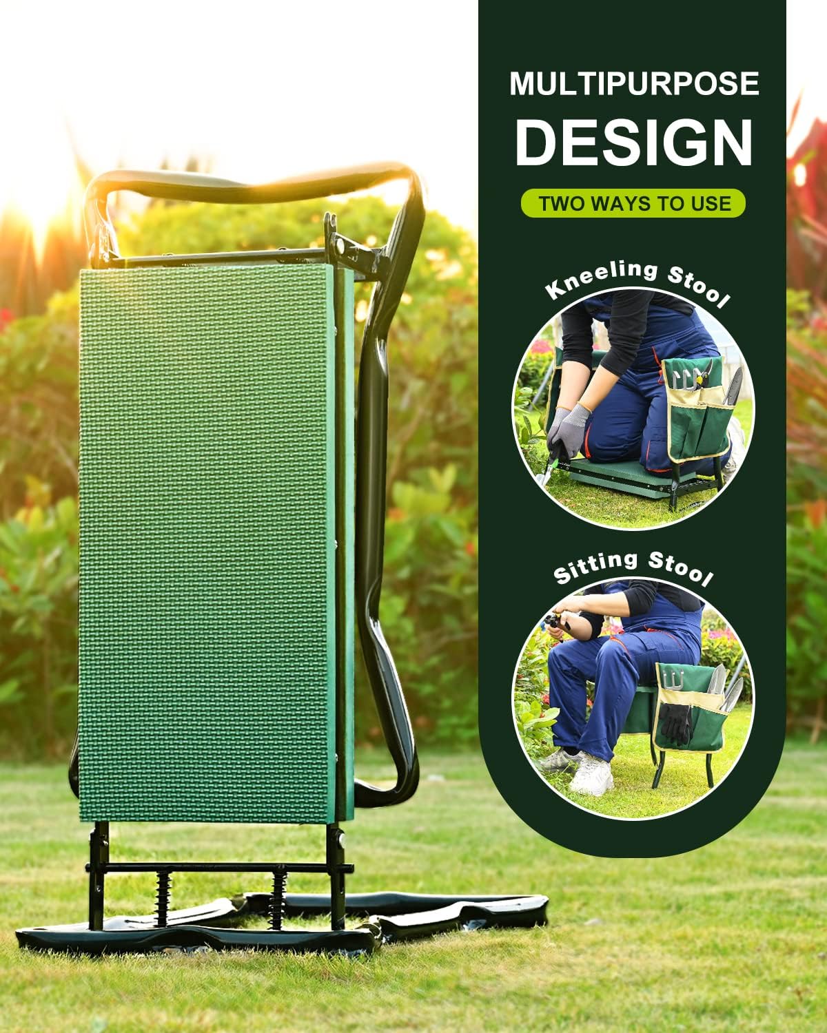 KVR Garden Bench for Kneeling and Sitting Foldable Garden Kneeler and Seat Heavy Duty,Gardner Gifts Ideas for Women Mom Grandma