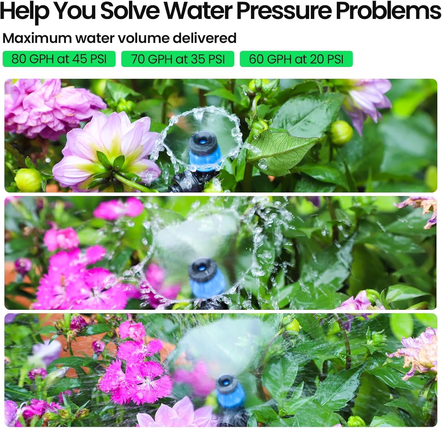 MIXC 25 FT 1/2 Inch Drip Irrigation Tubing Kit:Premium Garden and Landscape Watering System with 2 Quick Connector 4-Way Connector