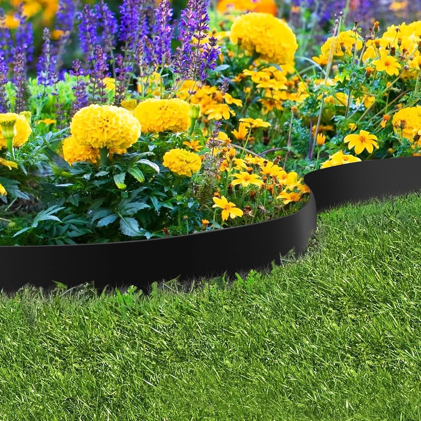 42" L X 7.9" H Metal Landscape Edging, Heavy Duty Galvanized Steel Garden Edging,6 Pack Garden Edging Border for Lawn, Flower Bed, Yard (Black