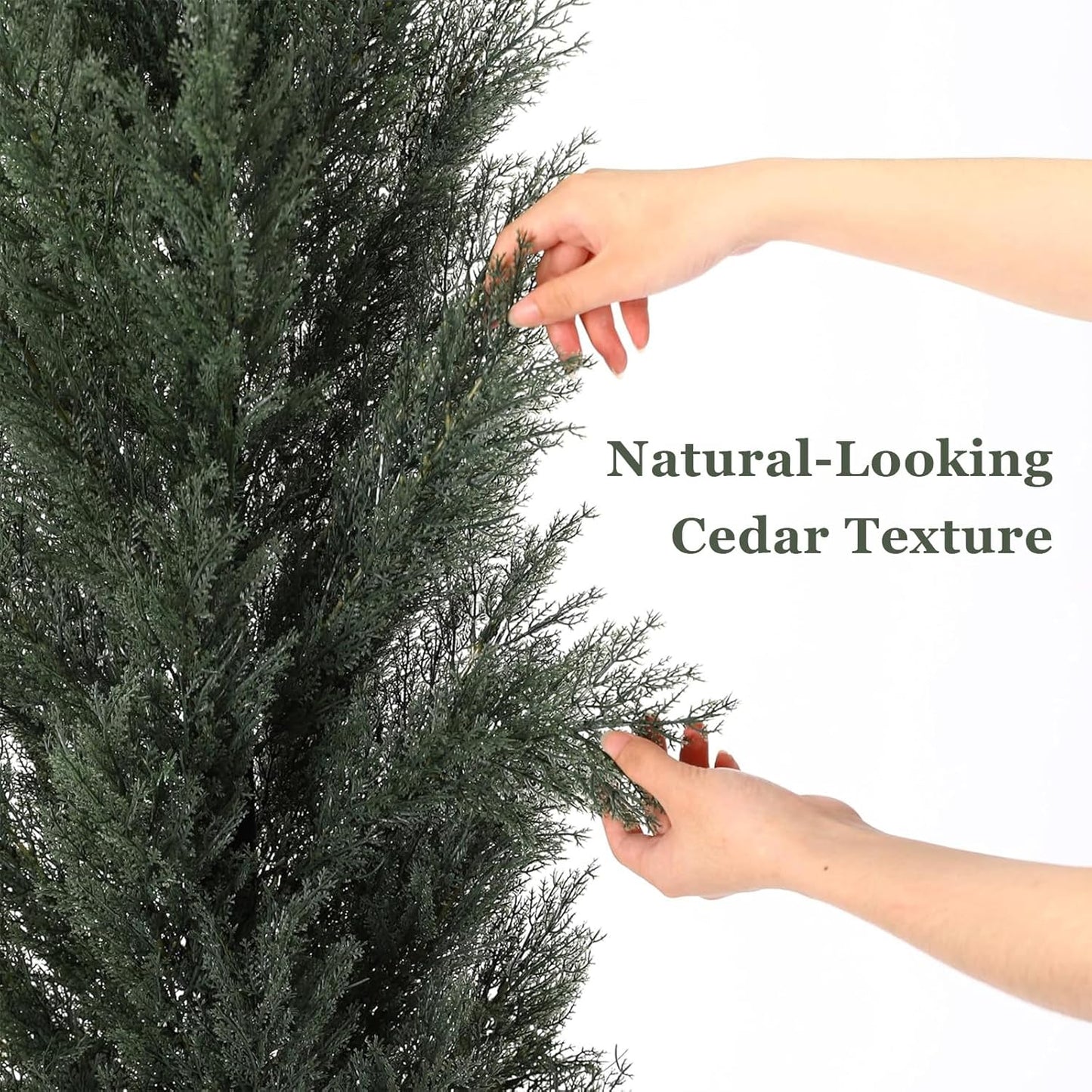 THE BLOOM TIMES 5ft Topiary Trees Artificial Outdoor – UV Resistant Faux Cedar Pine Cypress Bushes and Shrubs, Fake Potted Plants for Front Porch Outside Planter Patio Decor, Set of 2 (5 Foot)