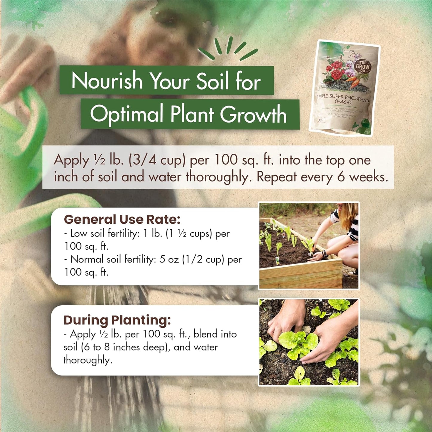 Triple Super Phosphate 0-46-0 Fertilizer, high Phosphorus Fertilizer Stronger Roots & Flower Formation, Ideal Super Phosphate for Plants - Flowers, Fruits, Vegetables & Turf, 5 lb