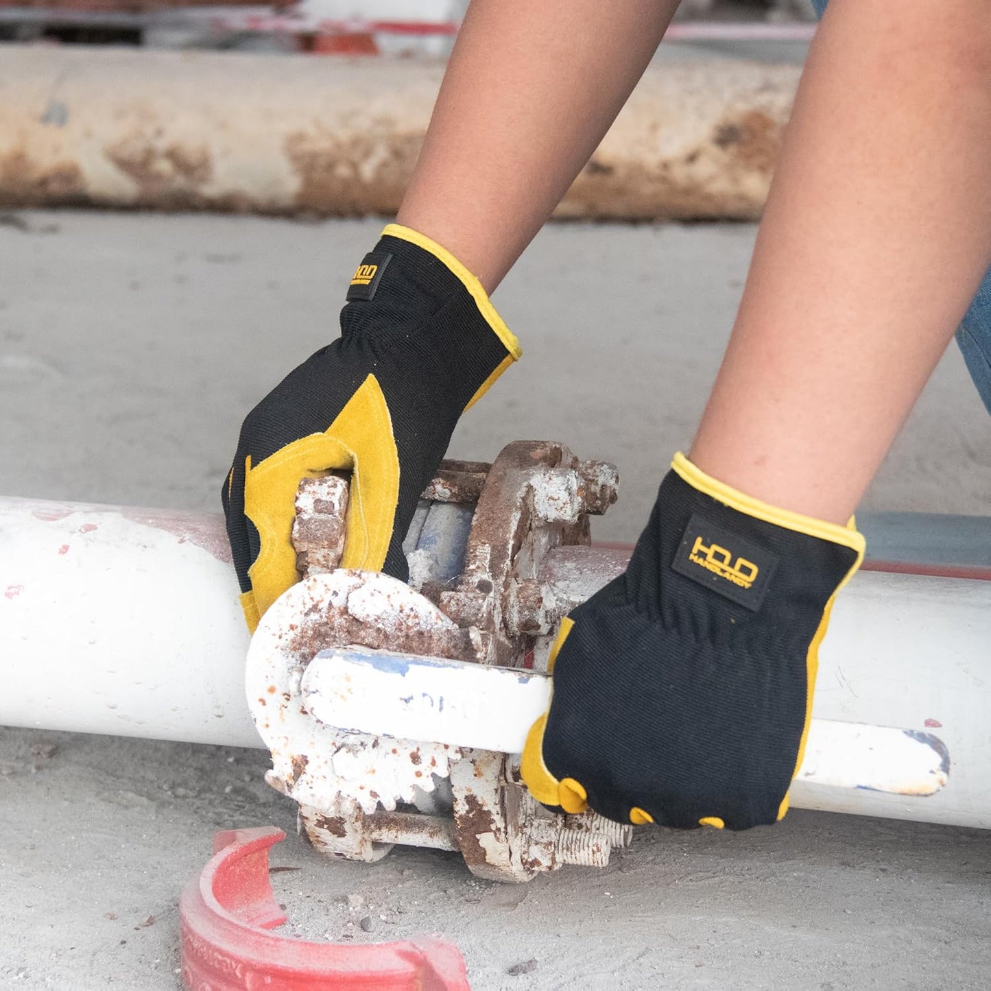 HLDD HANDLANDY Garden Gloves Men, Leather Work Gloves for Men & Women, Cowhide Gardening Gloves Utility Work Gloves for Mechanics, Construction, Driver (L, Yellow)