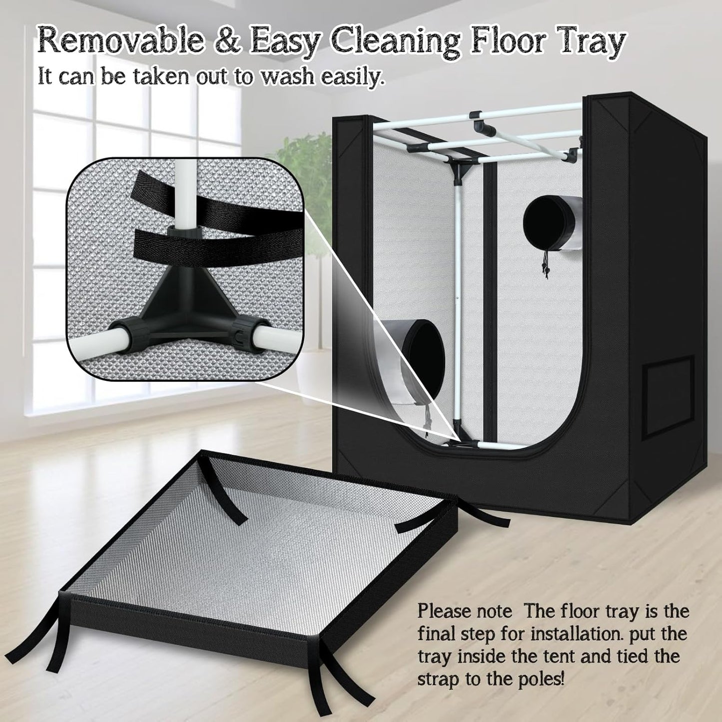 zazzy Grow Tent 18"x30"x36" Hydroponic Heavy Duty Dark Room Reflective Mylar Grow Tents with Window & Floor Tray for Indoor Plant Growing