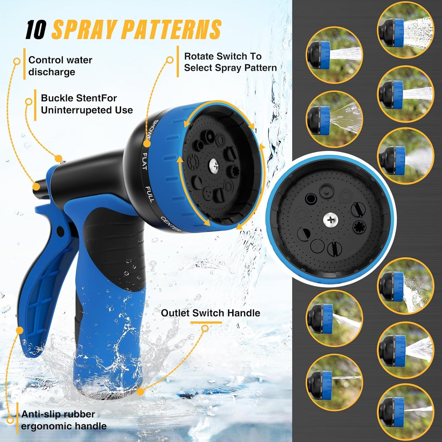 Lefree Garden Hose 100ft, Metal Garden Hose, Flexible Water Hose with 10-Function Nozzle, Stainless Steel Heavy Duty Hose, Crush Resistant, Leak Proof, No Kinks Garden Hoses for Yard, Outdoors, Rv