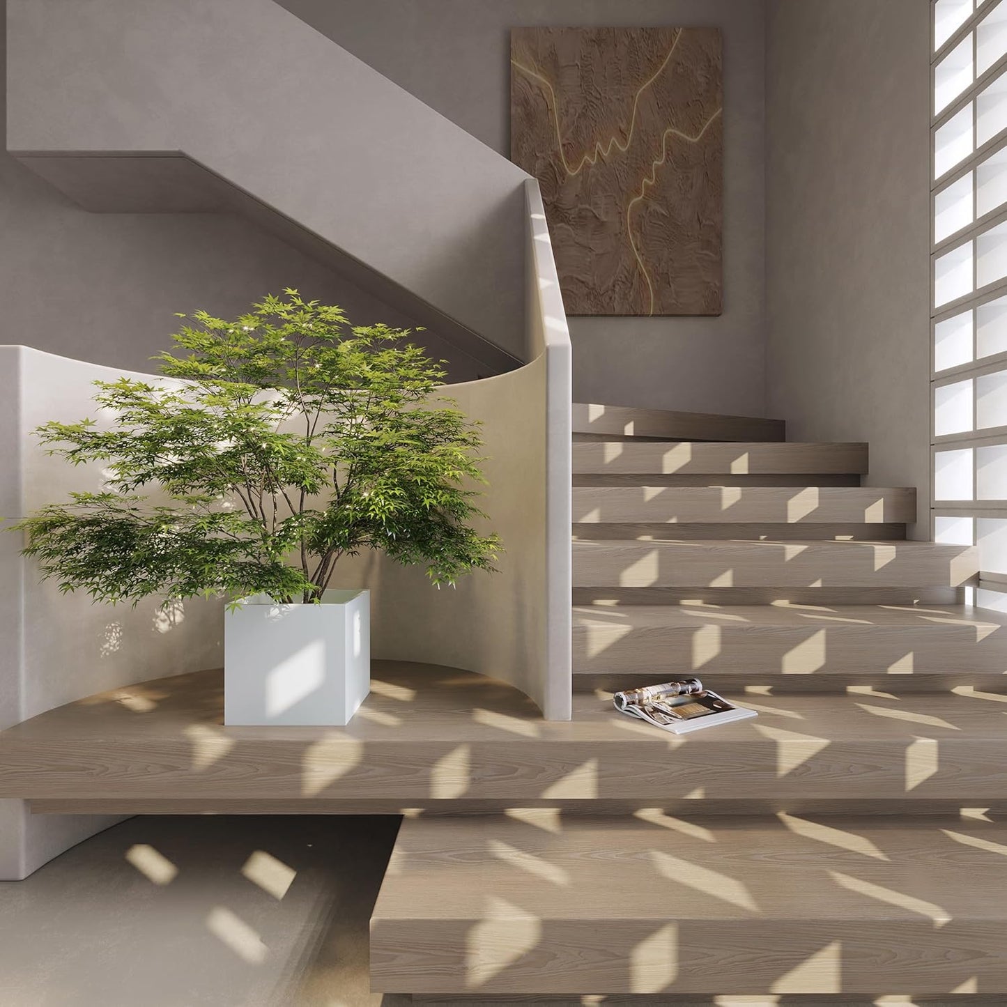 White Steel Planter Square Outdoor Planters Galvanized Steel Planter Box Indoor Metal Large Planters Cube Heavy Duty Flower Pot 16 Inch Modern Commercial Residential for Trees Patio Deck Yard Garden