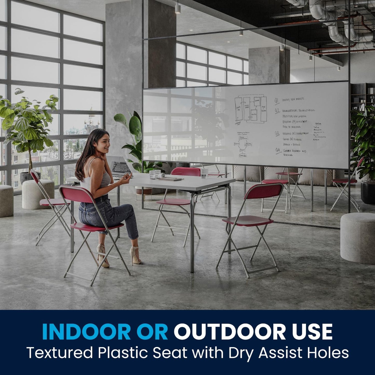 Hercules Series Plastic Folding Chair Red - 10 Pack 650LB Weight Capacity Comfortable Event Chair-Lightweight Folding Chair