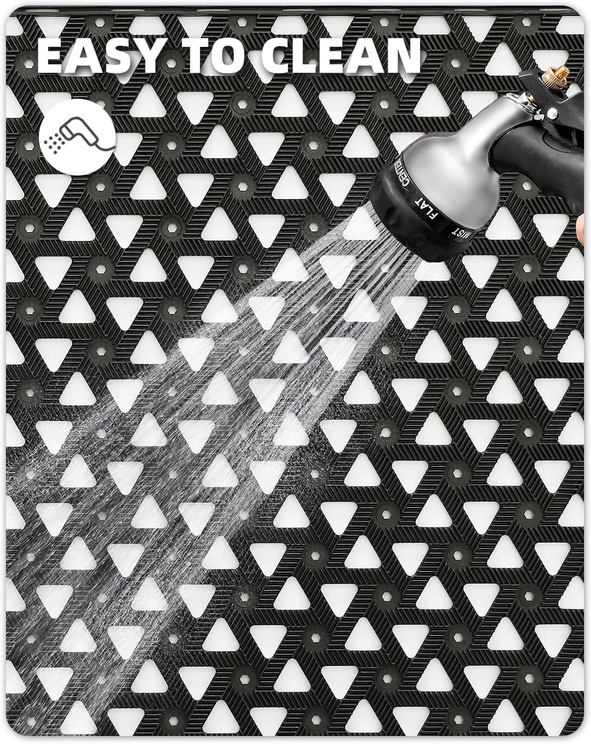 Color&Geometry Door Mat Outside Entrance with Drainage, Rubber Heavy Duty Dirt Trapper Waterproof Outdoor Welcome Mat, Outdoor Mats All Weather for Front Back Door Patio Entryway Entry, 24"X36" Black