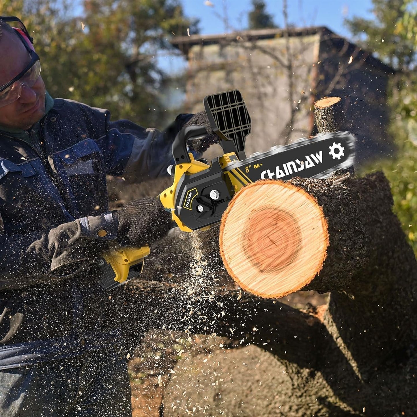 Mini Chainsaw 8 Inch for Dewalt 20V Max Battery, Brushless Cordless Pruning Chainsaw, Battery Powered Mini Chain saw for Wood Cutting, Tree Trimming (only tool)