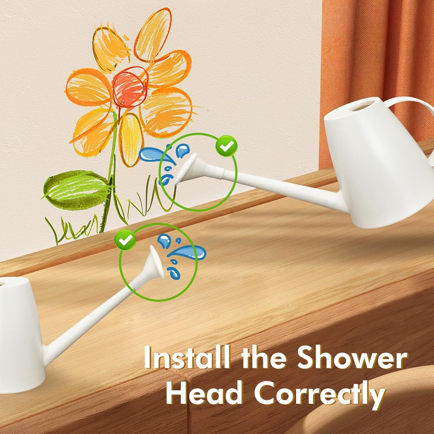 Watering Can for Indoor Outdoor Plants, Modern Small Watering Cans with Removable Nozzle, Long Spout Watering Can for Indoor Bonsai Plants Garden Flowers 1/2 Gallon 1.8L 60OZ (White)