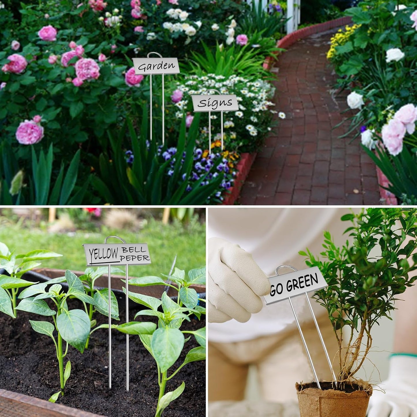 30pcs Plant Labels for Outdoor Garden Waterproof Plant Markers for Outdoor Plants, 11inch Metal Garden Plant Tags and Labels for Herbs Vegetable Seedlings Greenhouse(Silver)