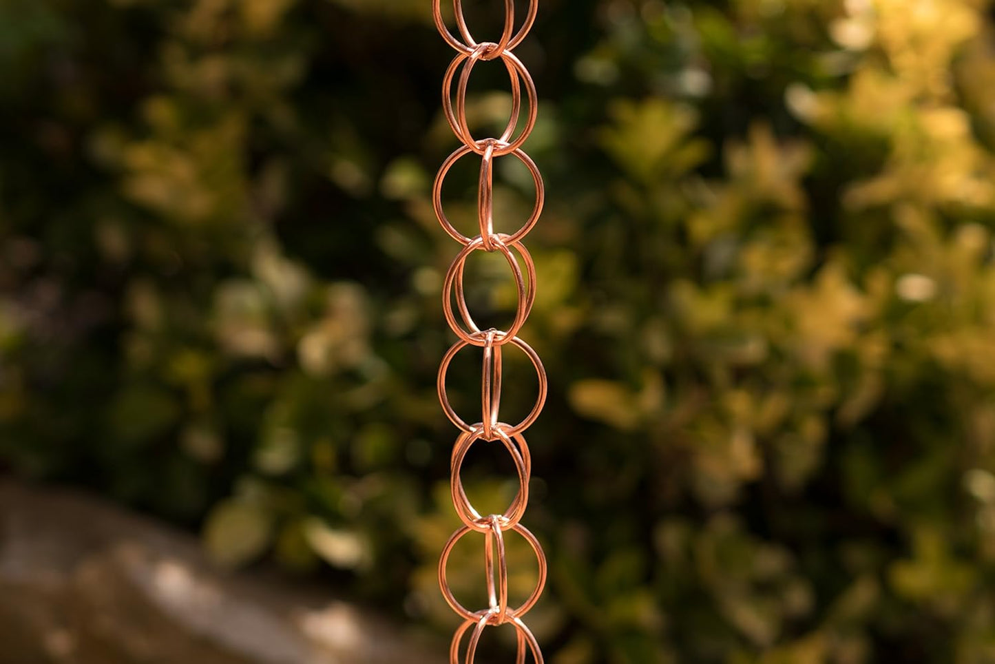 Monarch Rain Chains Pure Copper Ring Rain Chain, 8.5 ft Decorative Rain Catcher Chain for Gutters, Rain Chains for Outside, Rain Gutter Replacement Downspout