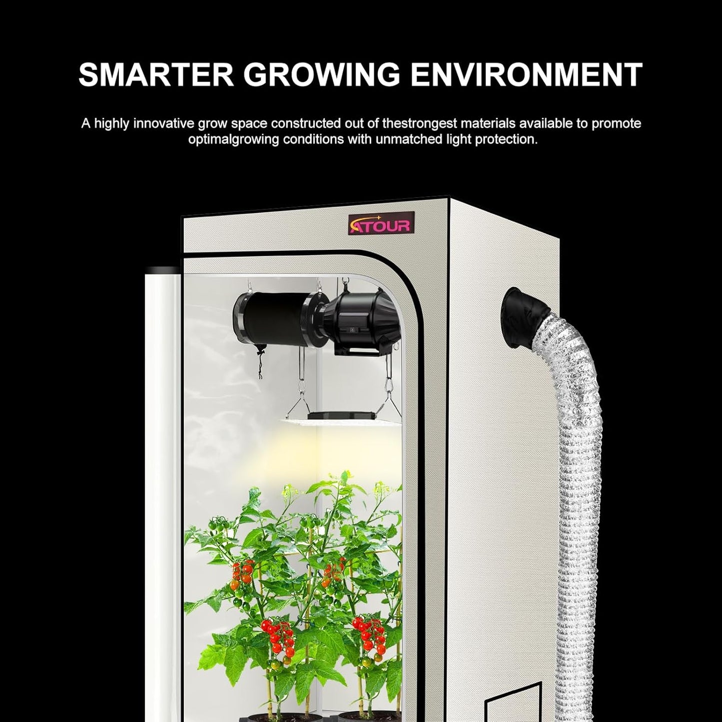 ATOUR 1.5'x1.5' LED Grow Light Specil Tent, 18"x18"x48" High Reflective PE Film Grow Tent, 1680D High Strength Canvas Plant Tent with Observation Window & Floor Tray for Hydroponics Indoor Plant