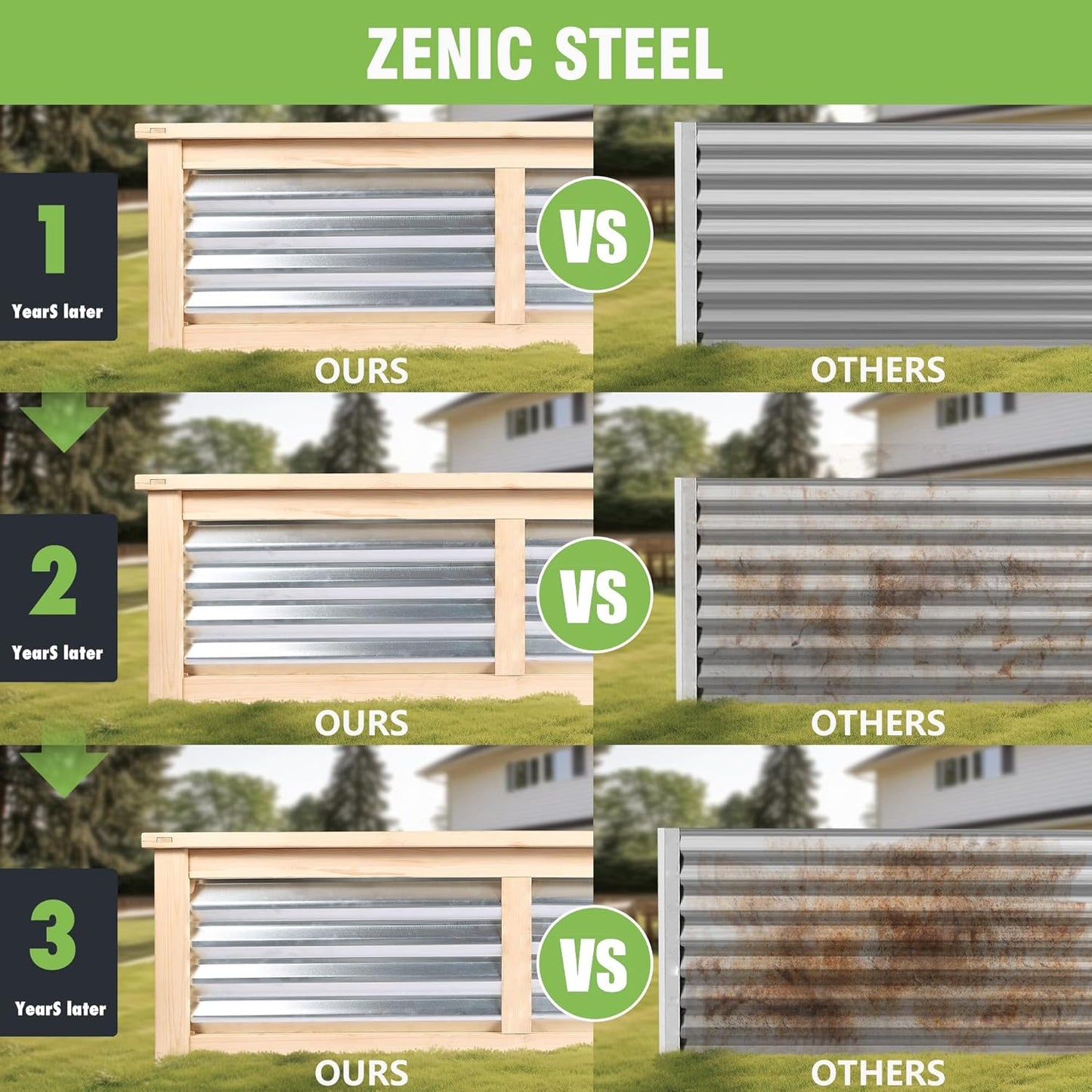 Wood Raised Garden Bed Outdoor Plant Box Planters for Outdoor 4X2X1.2 FT Plants with Galvanized Metal for Herbs Vegetables Flowers Great Patio Deck Balcony