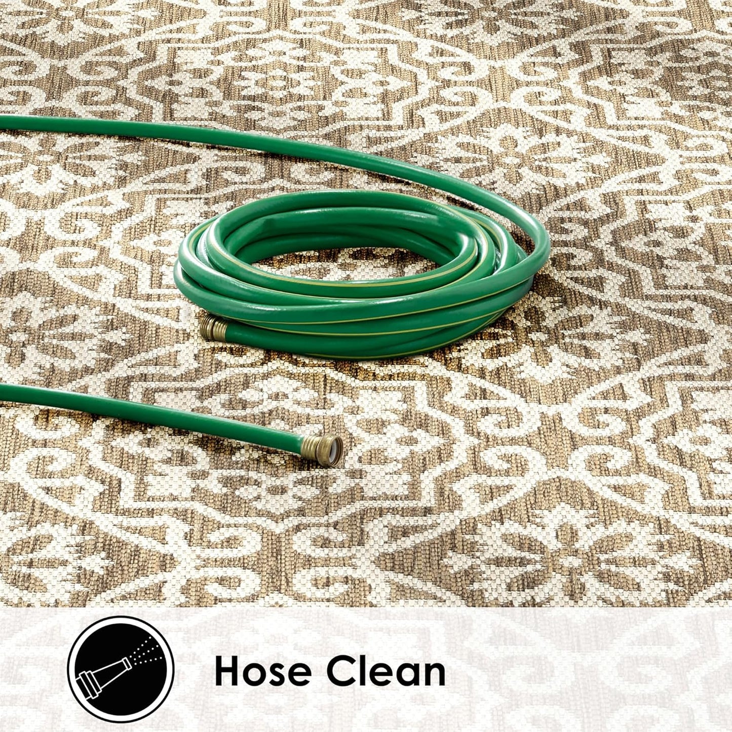 Nicole Miller New York Patio Country Julia Transitional Geometric Indoor/Outdoor Area Rug, Brown/Beige, 7'9"x10'2"