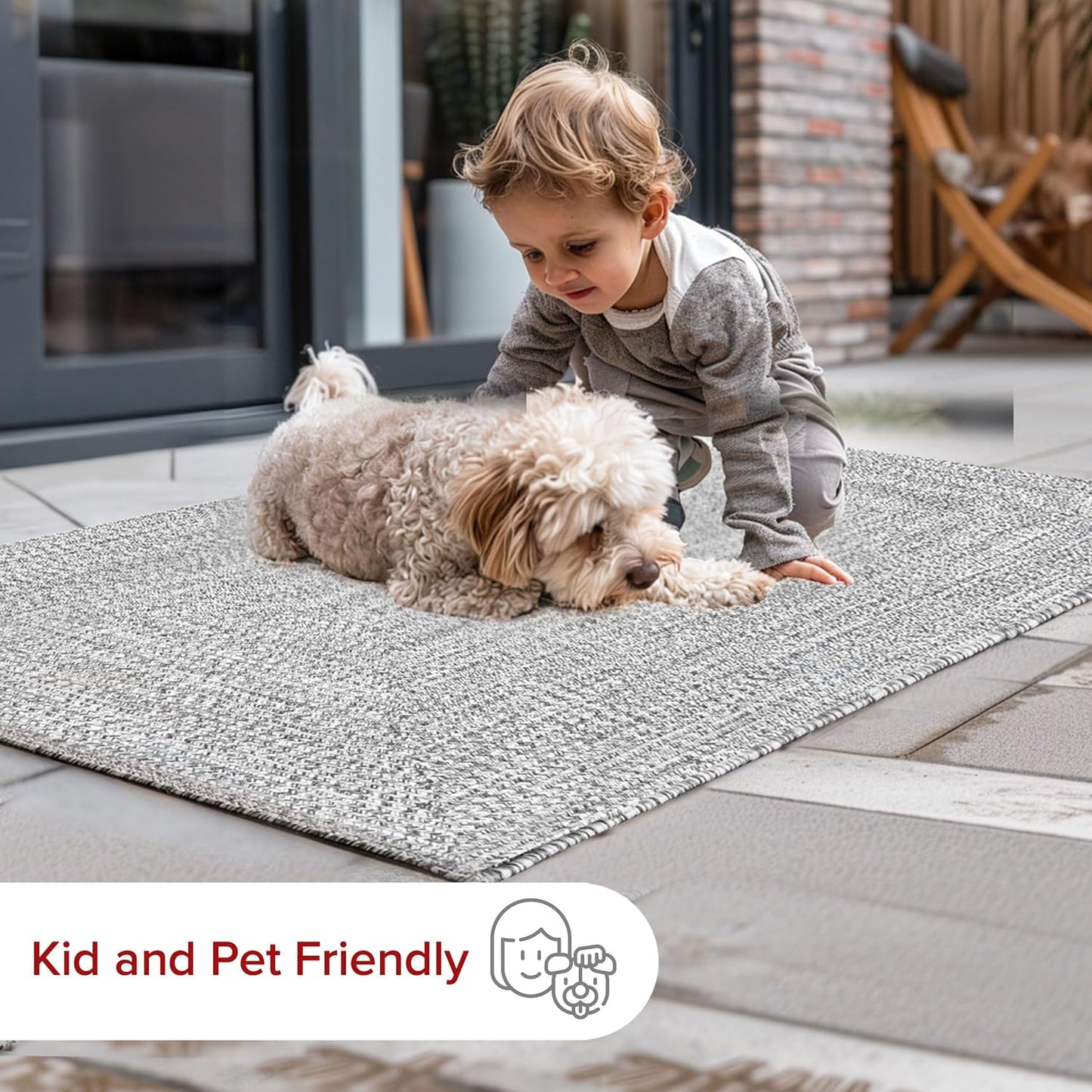nuLOOM 8' Round Solid Hand Braided Indoor/Outdoor Area Rug, Pet-Friendly, High Traffic, Weather Resistant, for Patio, Balcony, Bedroom, Living, Dining Room, Wynn Salt and Pepper