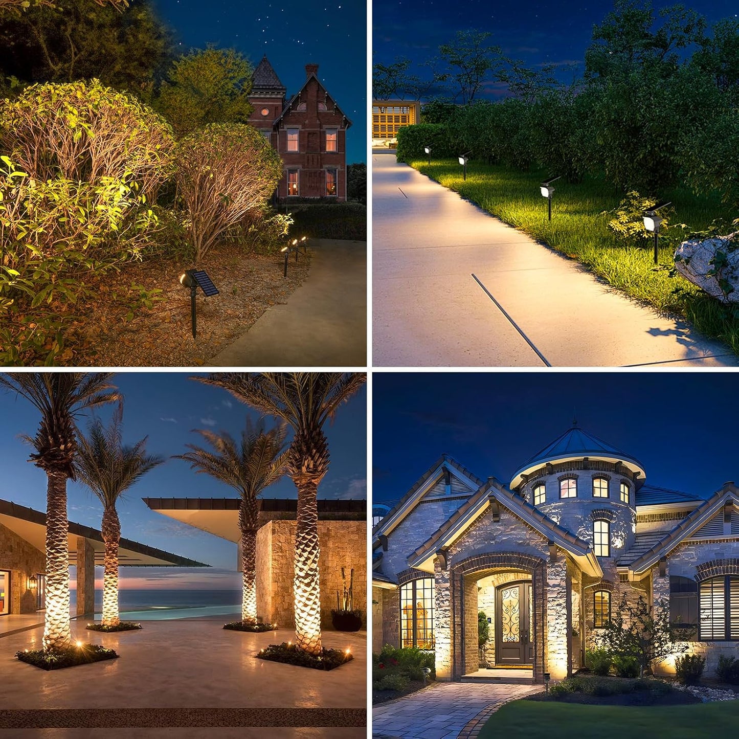 NIORSUN Solar Spot Lights Outdoor,23 LEDs Landscape Lighting with Auto On/Off and 3 Lighting Modes, IP67 Waterproof Spotlights,Outdoor Solar Lights for Yard Garden,8 Pack(Warm White)