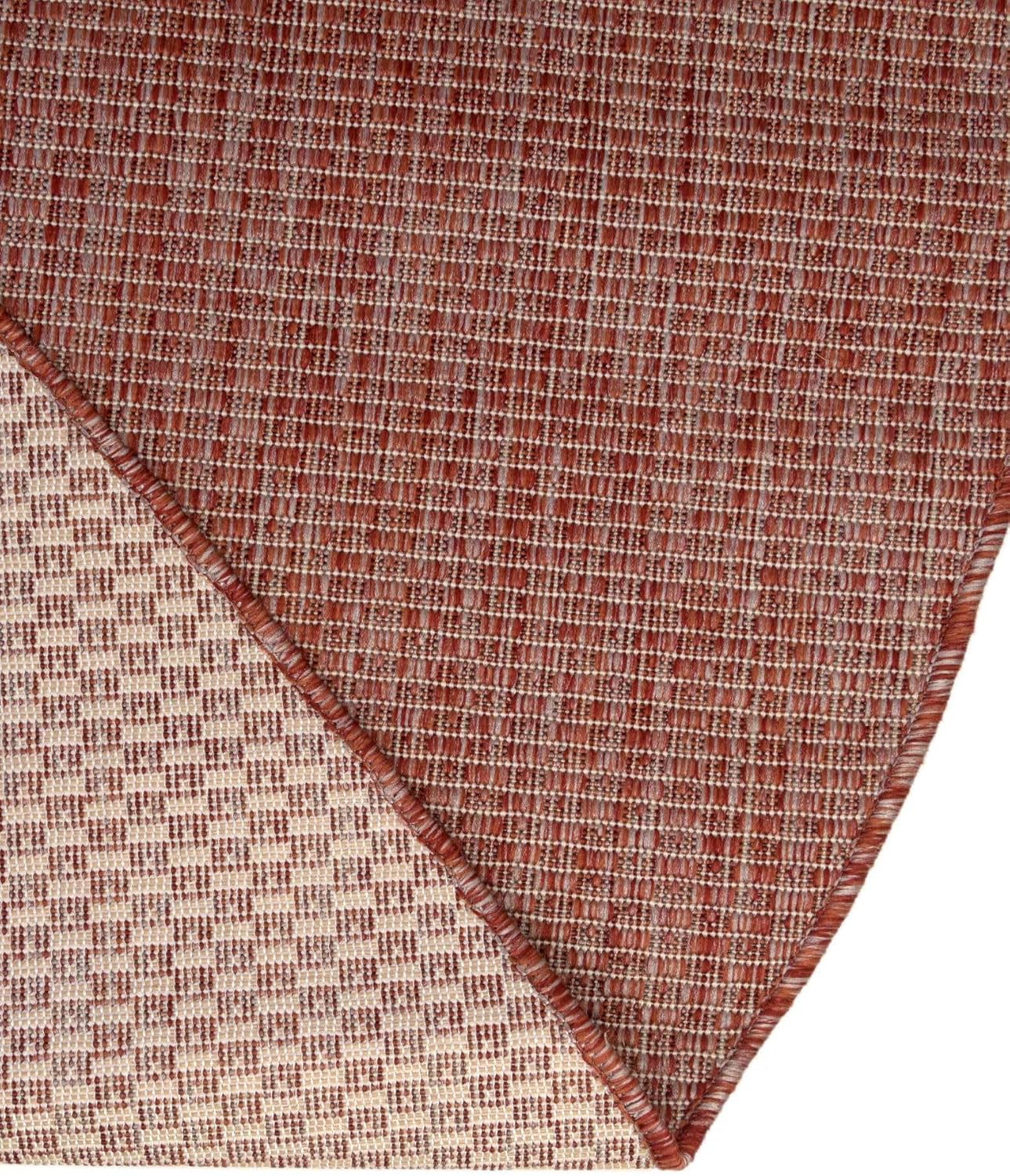 Unique Loom Collection Casual Transitional Solid Heathered Indoor/Outdoor Flatweave Area Rug (13' Round, Rust Red/Beige)