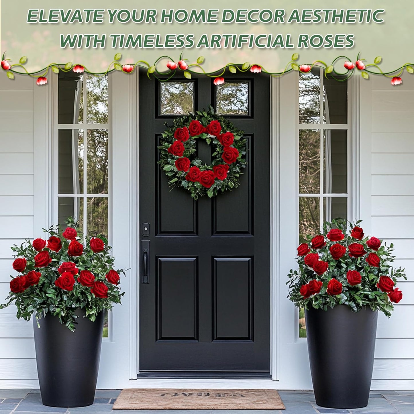 30 PCS Fake Red Roses, Artificial Flowers Bulk Realistic Silk Faux Red Rose with Stems for Wedding Decoration Anniversary Bridal Bouquet DIY Floral Arrangement Romantic Home Decor