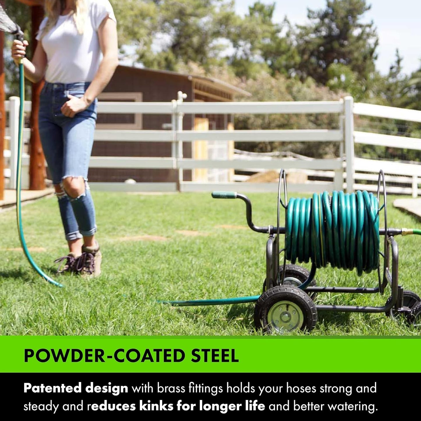 Yard Butler Hose Reel Cart - Heavy Duty Metal with Wheels for Gardens, Lawns, and Outdoor Use, 400 ft