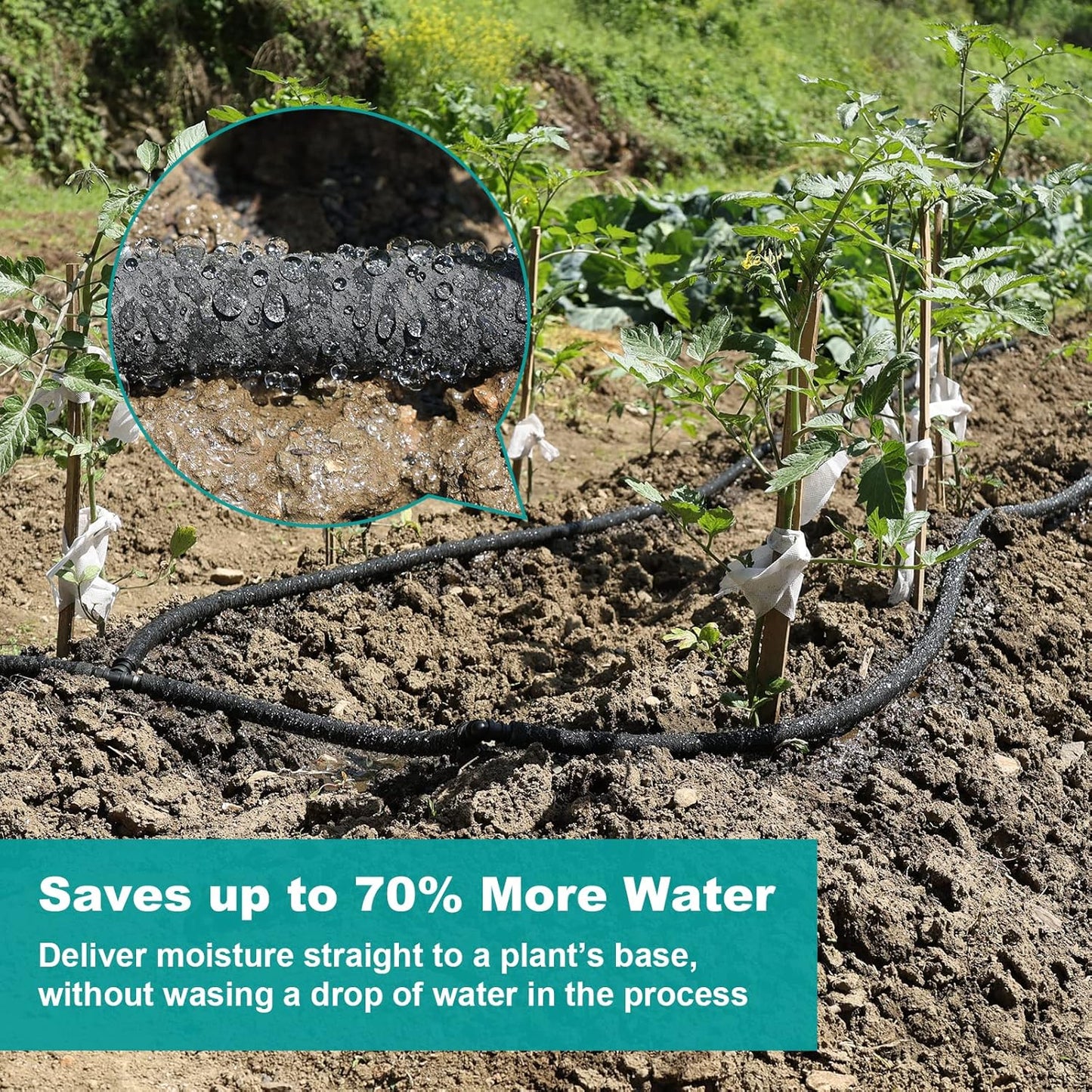 25 FT Soaker Hose 1/2" Heavy Duty Garden Hose to Save 70% Water Drip Irrigation Kit for Lawn/Yard Landscaping Beds (25FT)