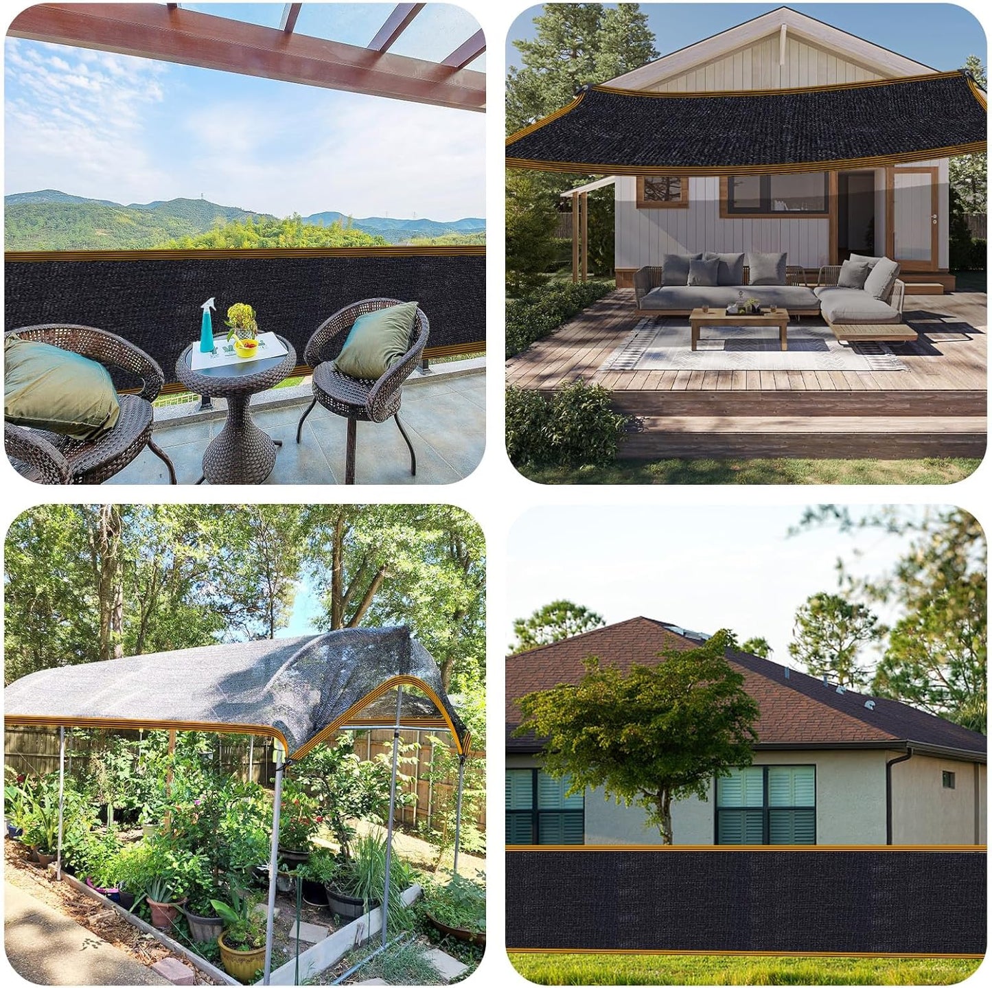 QLOFEI 60-70% Shade Cloth with Grommets, Sunblock Shade Sail Mesh Tarp for Plant Greenhouse, Easy to Hang Shade Cloth for Patio Kennel Chicken Coop Lawn Garden Shade Neting Cover, 10x18 FT